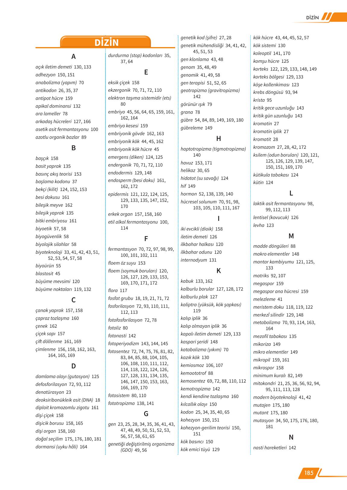 12. Sınıf Meb Yayınları Fen Lisesi Biyoloji Ders Kitabı Sayfa 185 Cevapları 12. Sınıf Meb Yayınları Fen Lisesi Biyoloji Ders Kitabı Sayfa 185 Cevapları