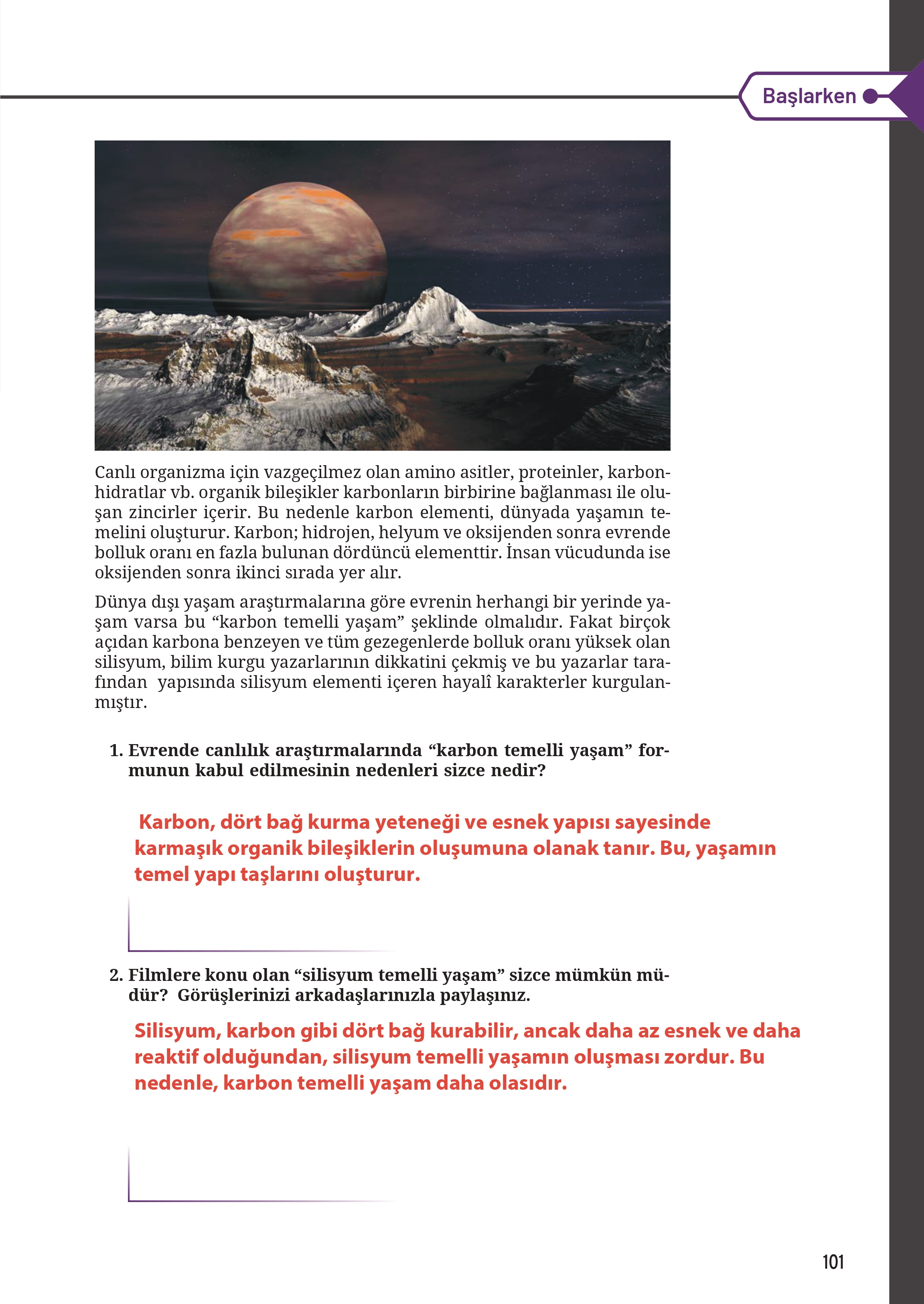 12. Sınıf Meb Yayınları Fen Lisesi Kimya Ders Kitabı Sayfa 101 Cevapları