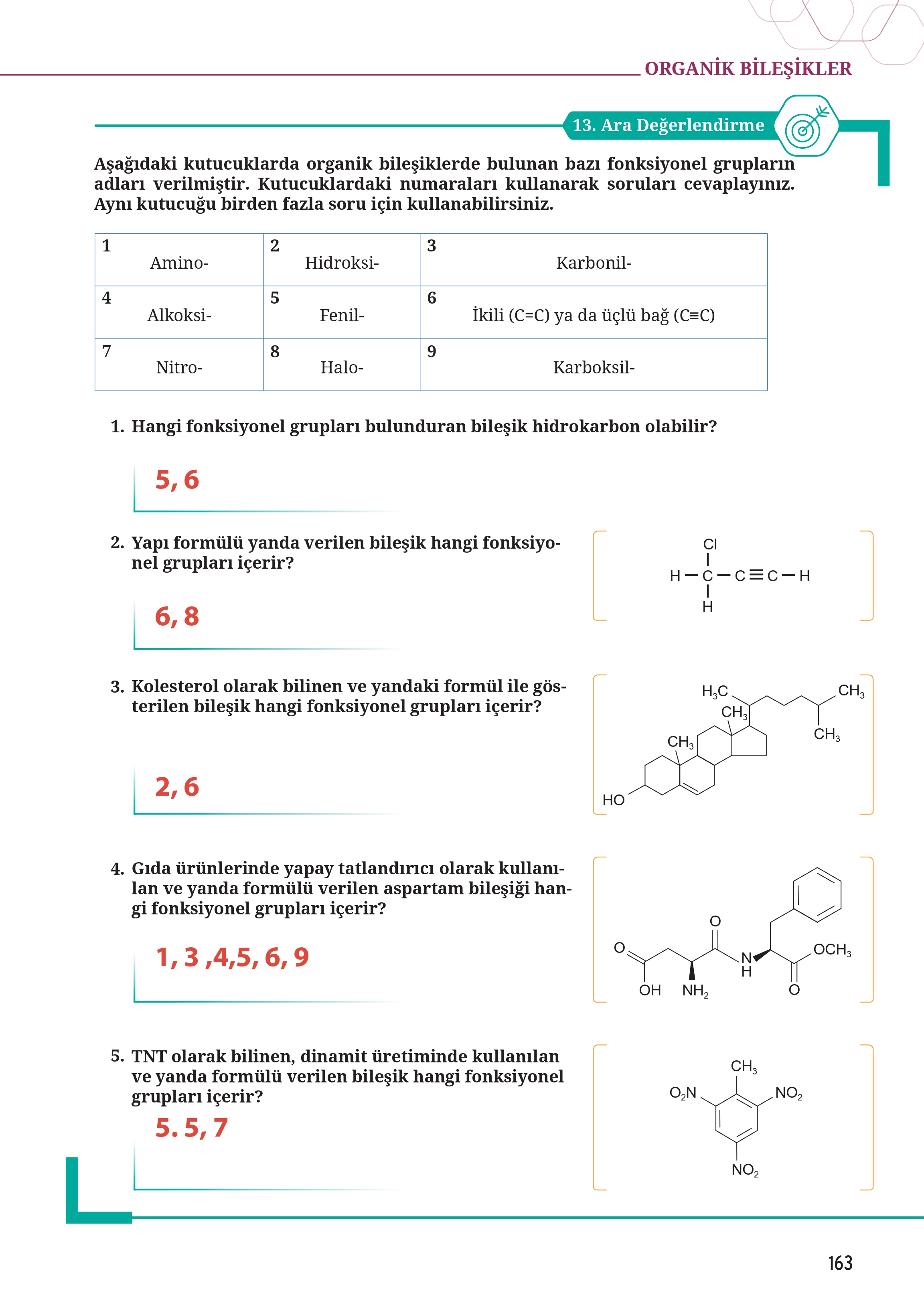 12. Sınıf Meb Yayınları Fen Lisesi Kimya Ders Kitabı Sayfa 163 Cevapları 12. Sınıf Meb Yayınları Fen Lisesi Kimya Ders Kitabı Sayfa 163 Cevapları