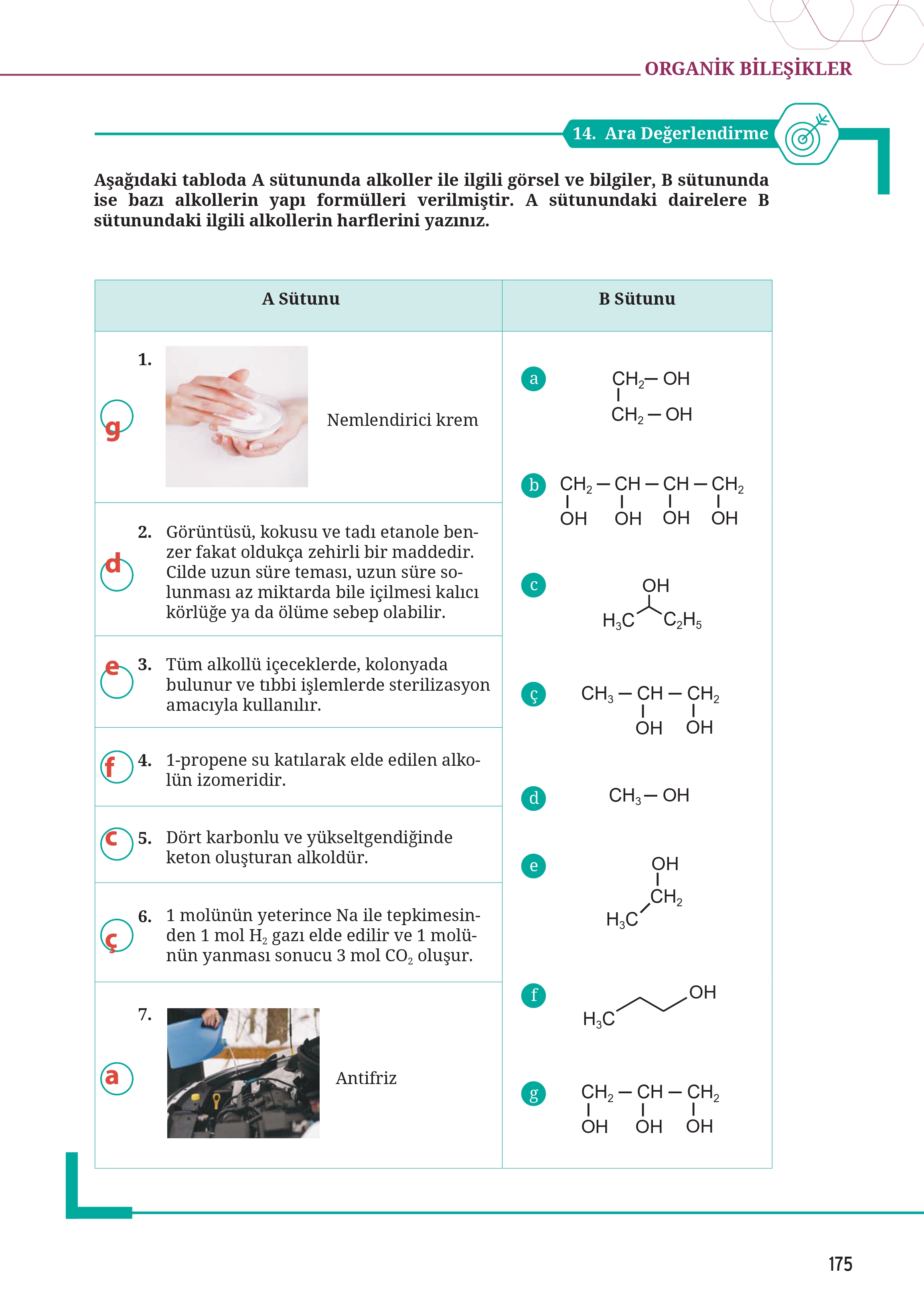 12. Sınıf Meb Yayınları Fen Lisesi Kimya Ders Kitabı Sayfa 175 Cevapları