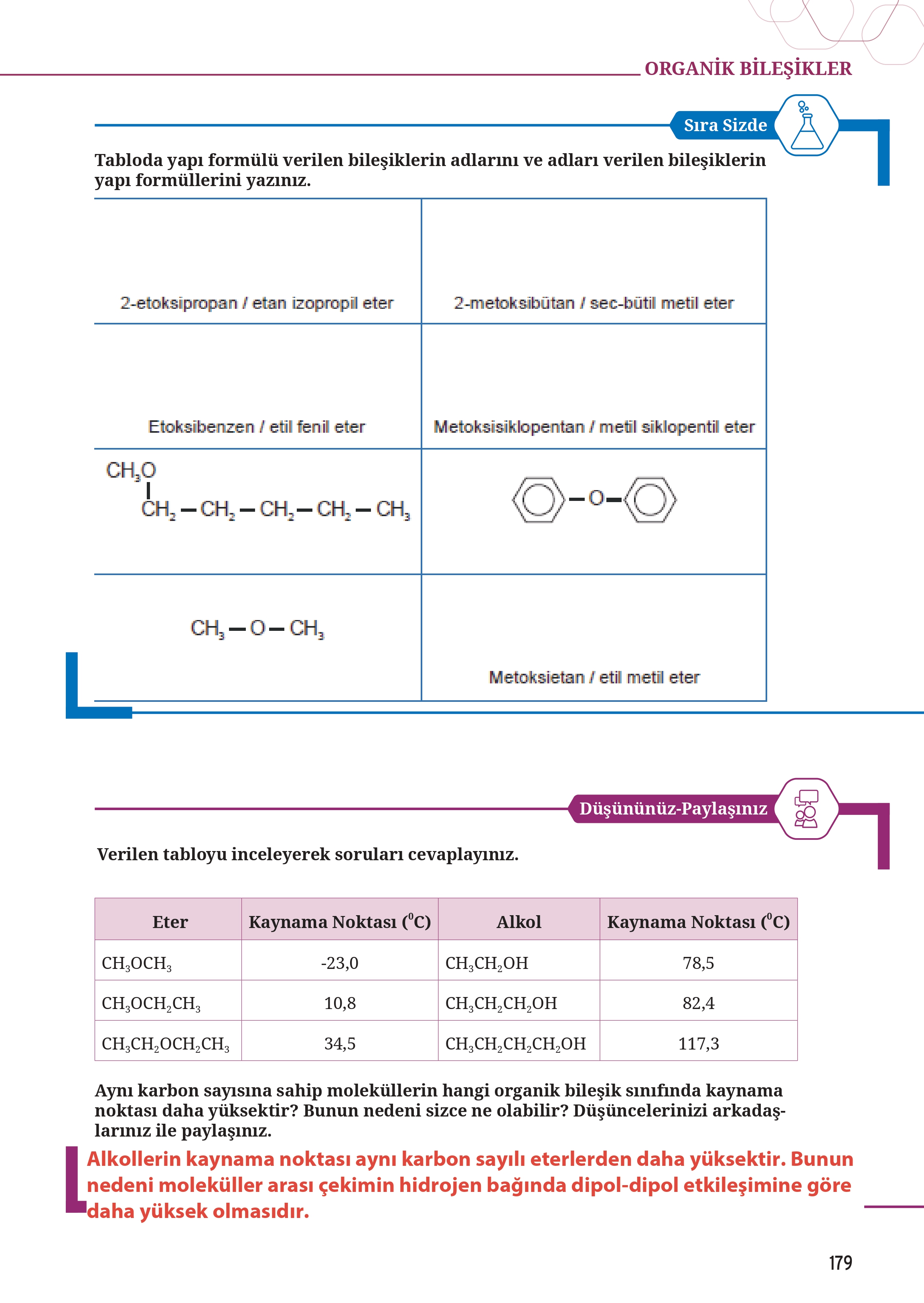 12. Sınıf Meb Yayınları Fen Lisesi Kimya Ders Kitabı Sayfa 179 Cevapları 12. Sınıf Meb Yayınları Fen Lisesi Kimya Ders Kitabı Sayfa 179 Cevapları