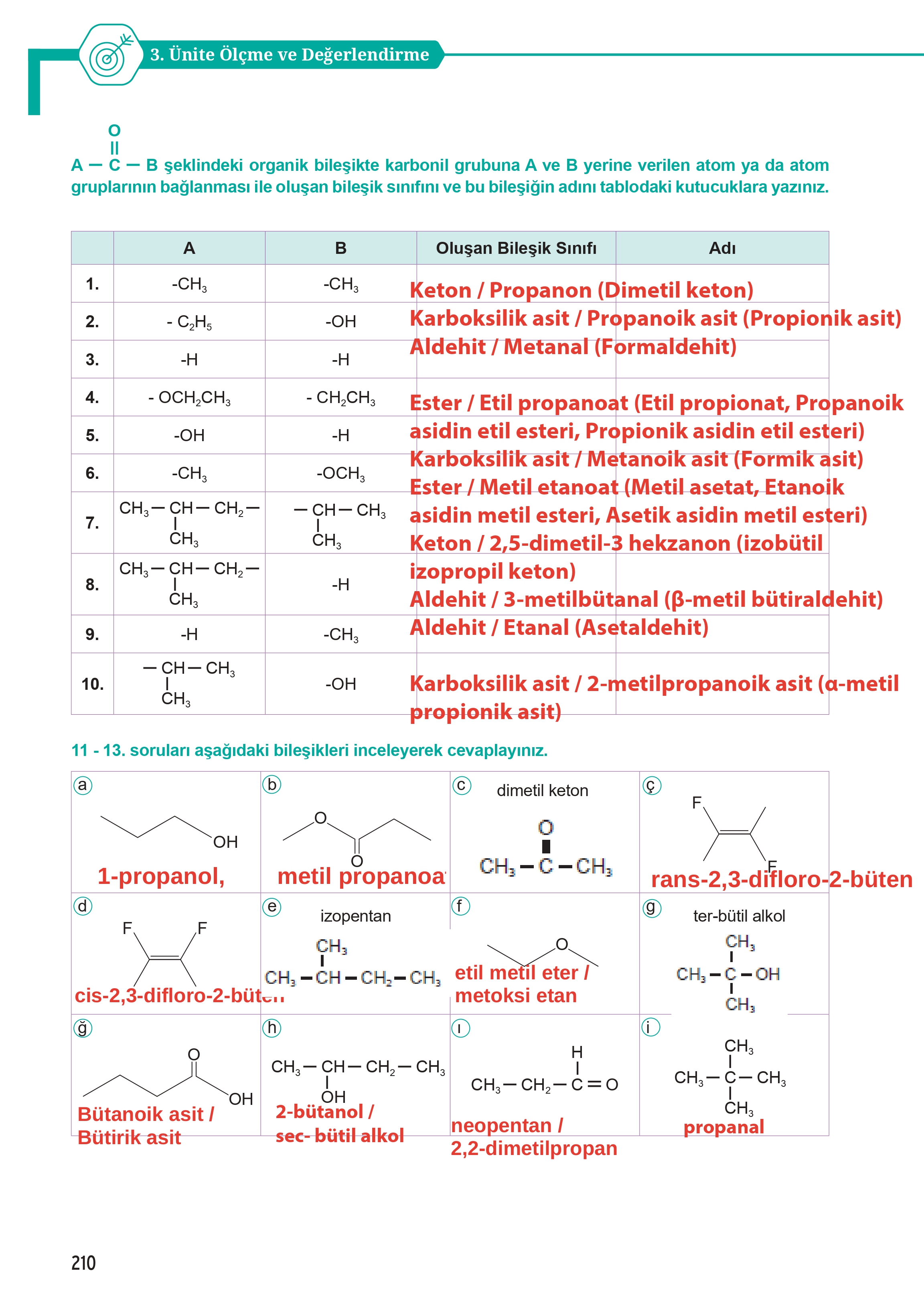 12. Sınıf Meb Yayınları Fen Lisesi Kimya Ders Kitabı Sayfa 210 Cevapları 12. Sınıf Meb Yayınları Fen Lisesi Kimya Ders Kitabı Sayfa 210 Cevapları