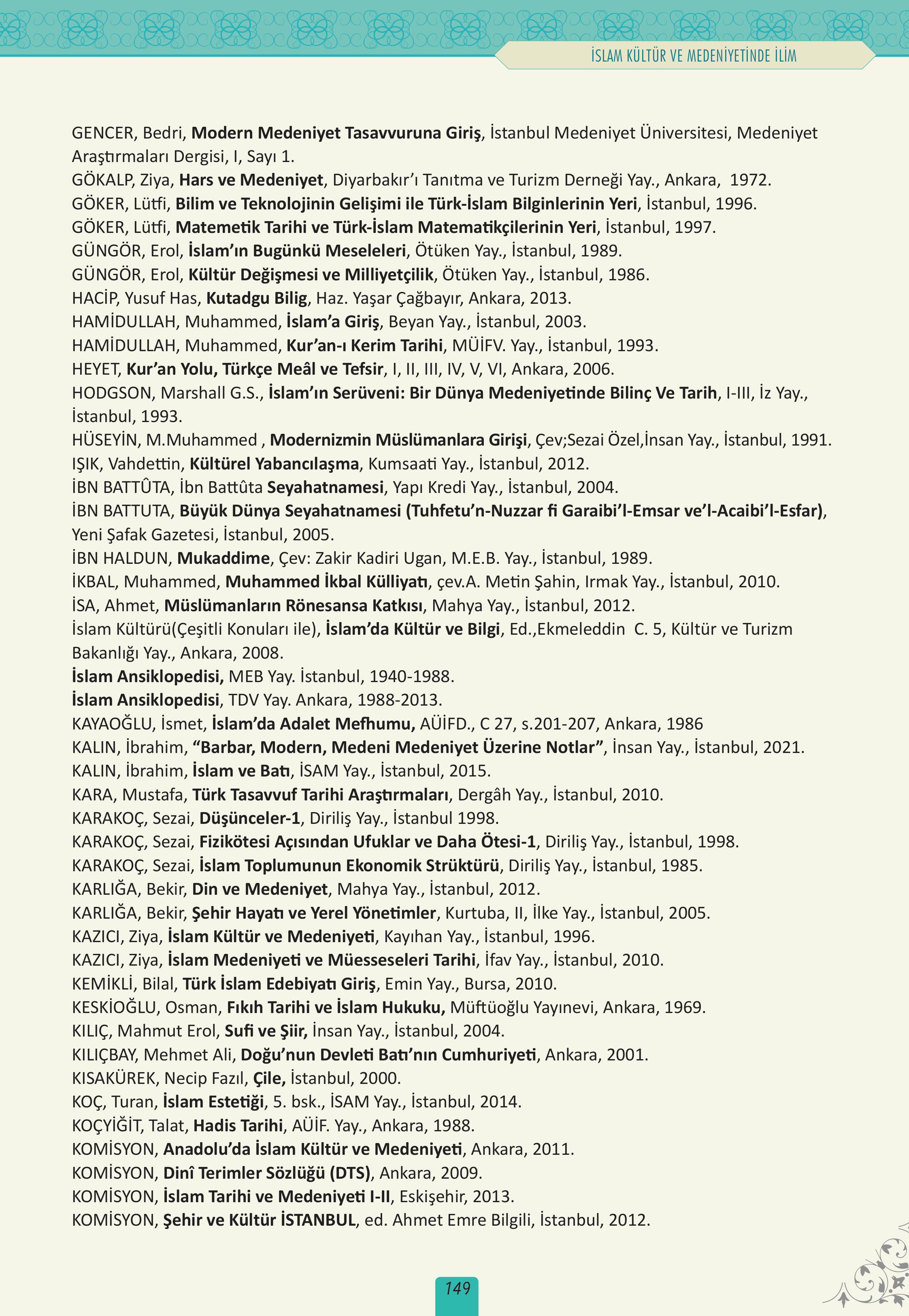 12. Sınıf Meb Yayınları İslam Kültür Ve Medeniyeti Ders Kitabı Sayfa 149 Cevapları