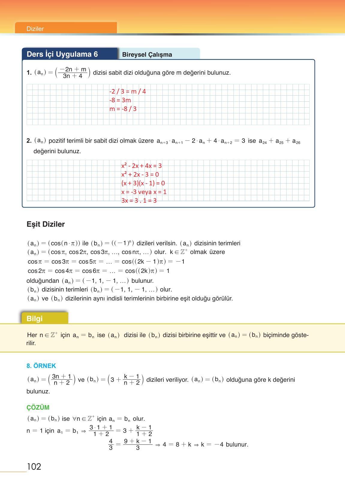 12. Sınıf Meb Yayınları Matematik Ders Kitabı Sayfa 102 Cevapları
