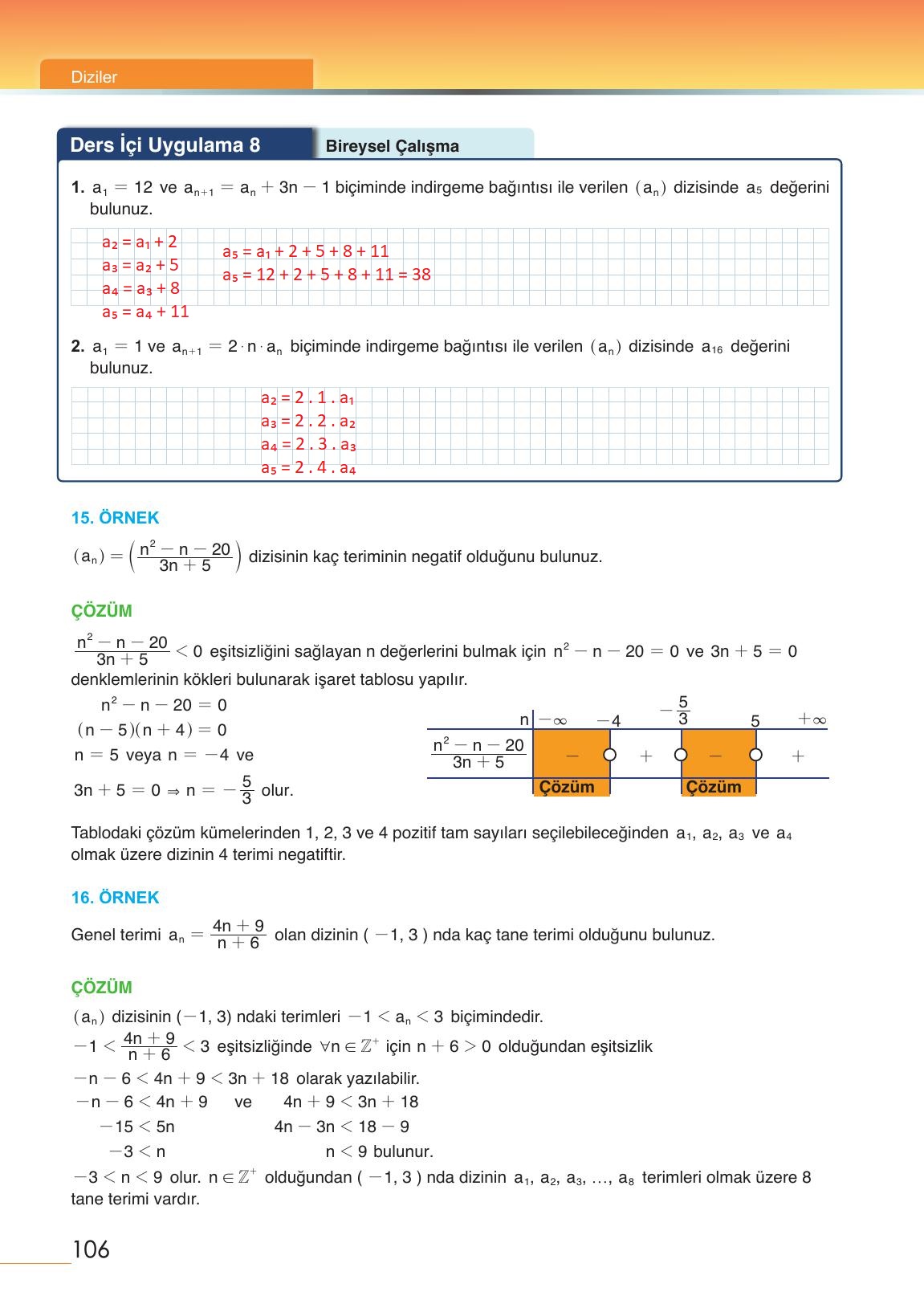 12. Sınıf Meb Yayınları Matematik Ders Kitabı Sayfa 106 Cevapları