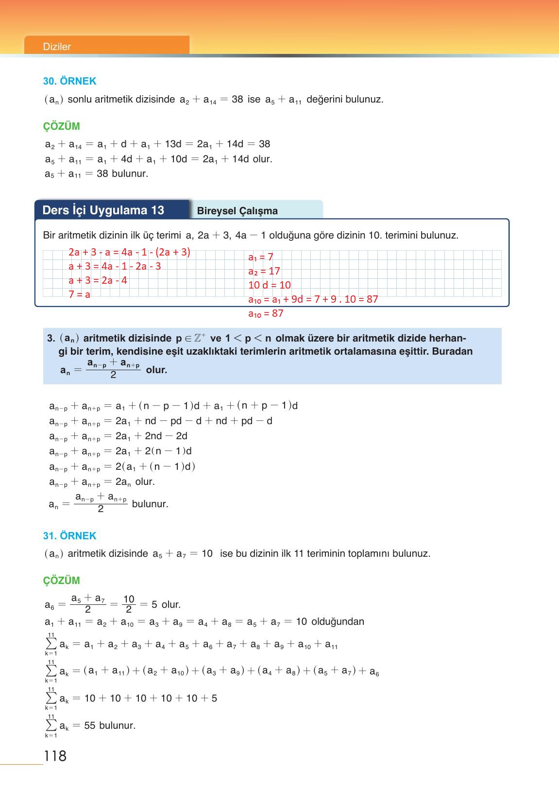 12. Sınıf Meb Yayınları Matematik Ders Kitabı Sayfa 118 Cevapları