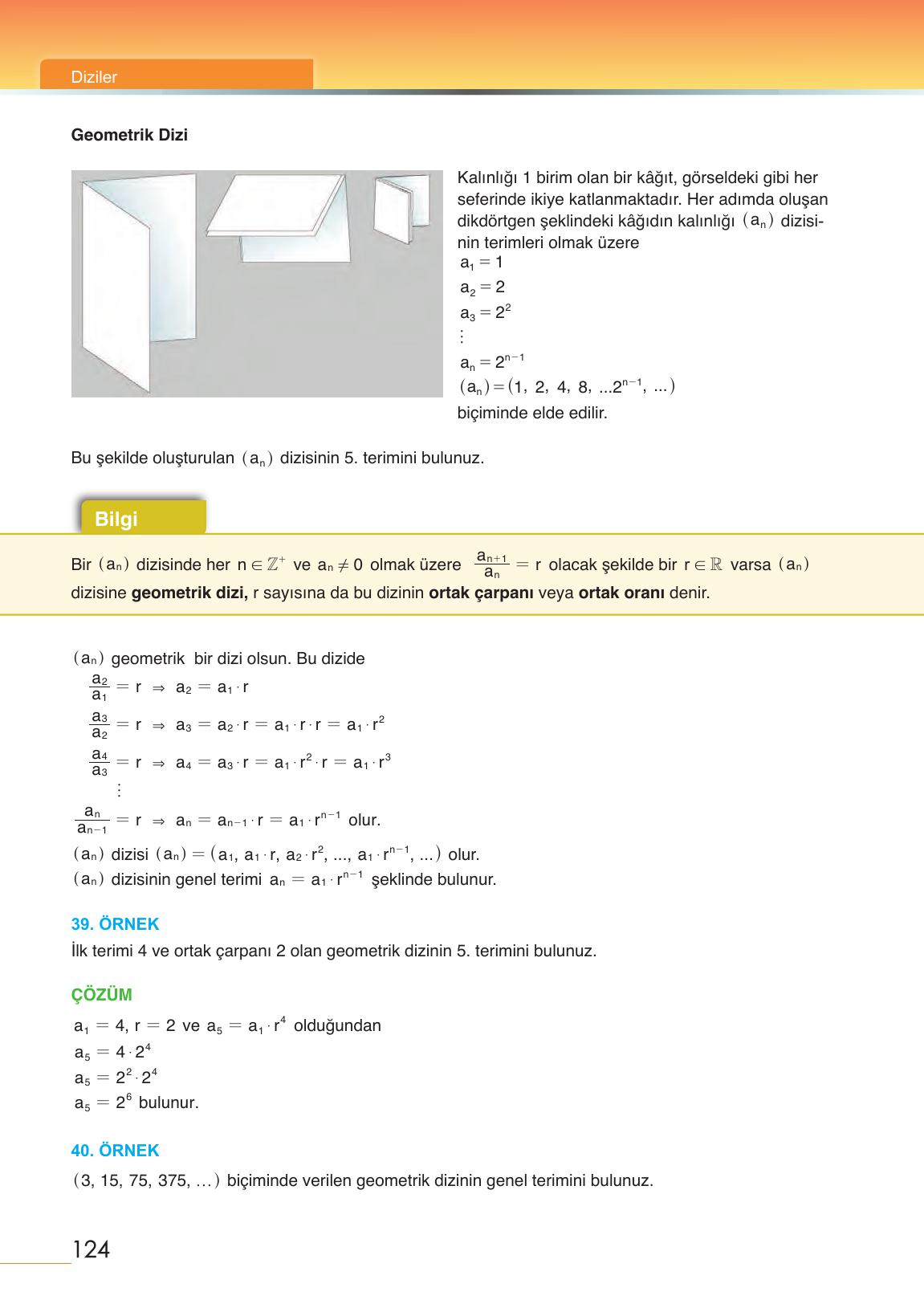 12. Sınıf Meb Yayınları Matematik Ders Kitabı Sayfa 124 Cevapları