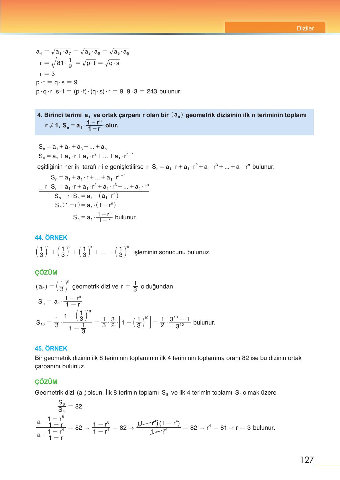 12. Sınıf Meb Yayınları Matematik Ders Kitabı Sayfa 127 Cevapları