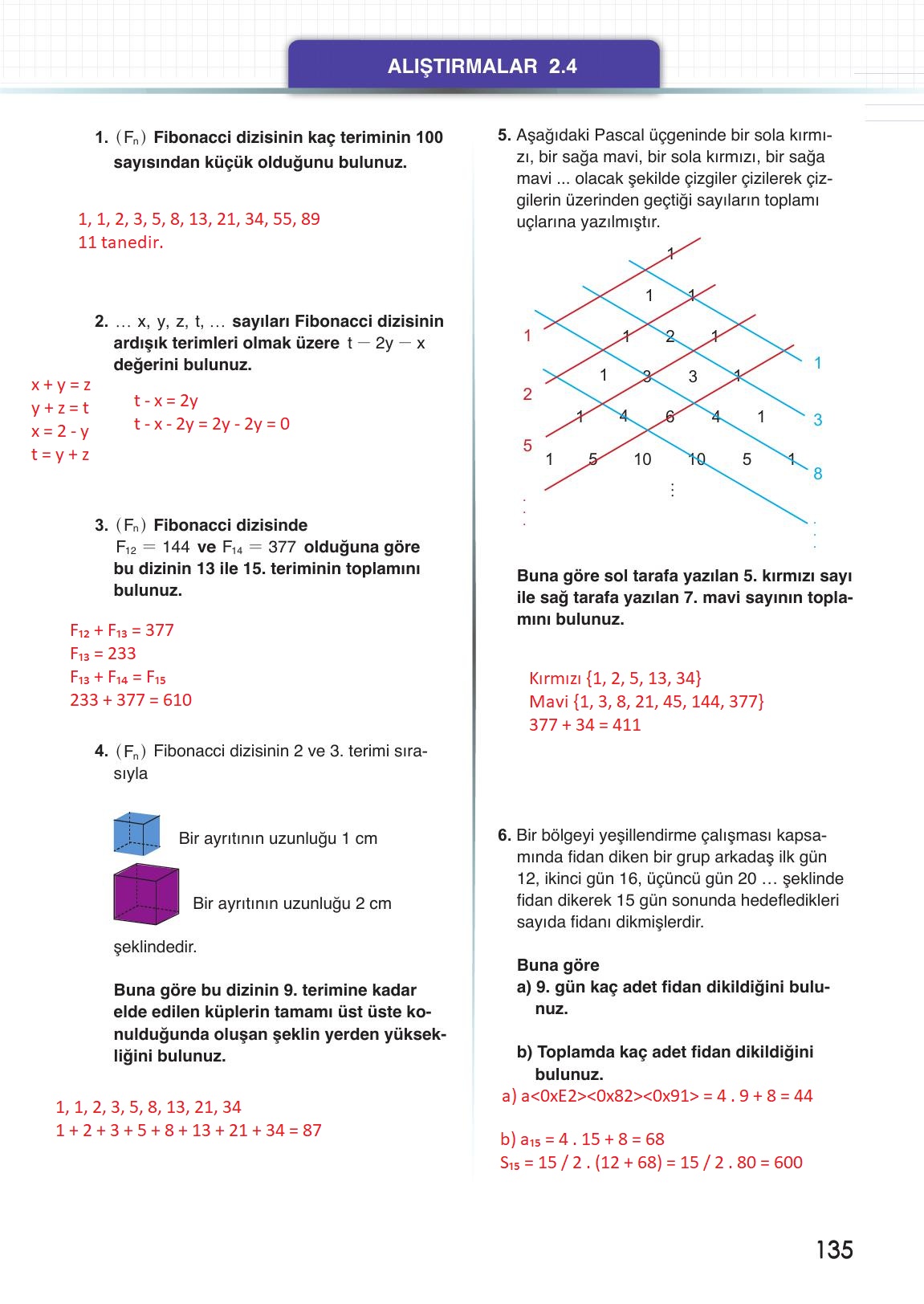 12. Sınıf Meb Yayınları Matematik Ders Kitabı Sayfa 135 Cevapları