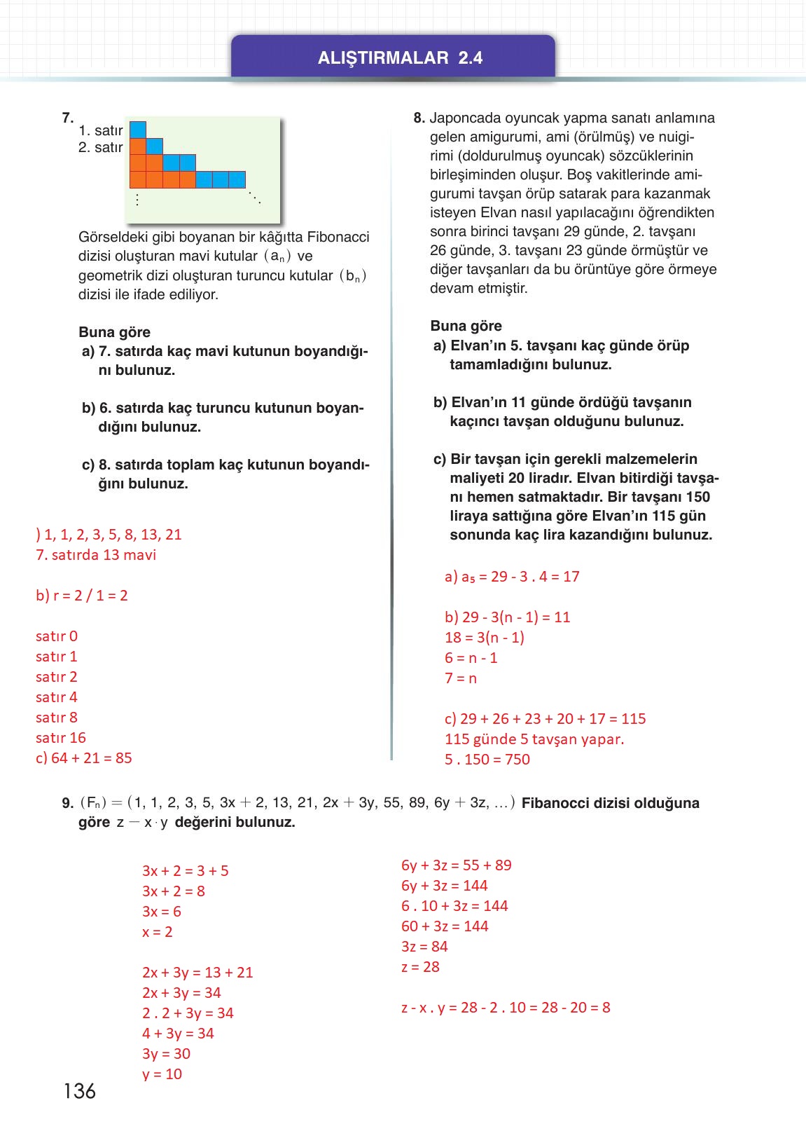 12. Sınıf Meb Yayınları Matematik Ders Kitabı Sayfa 136 Cevapları