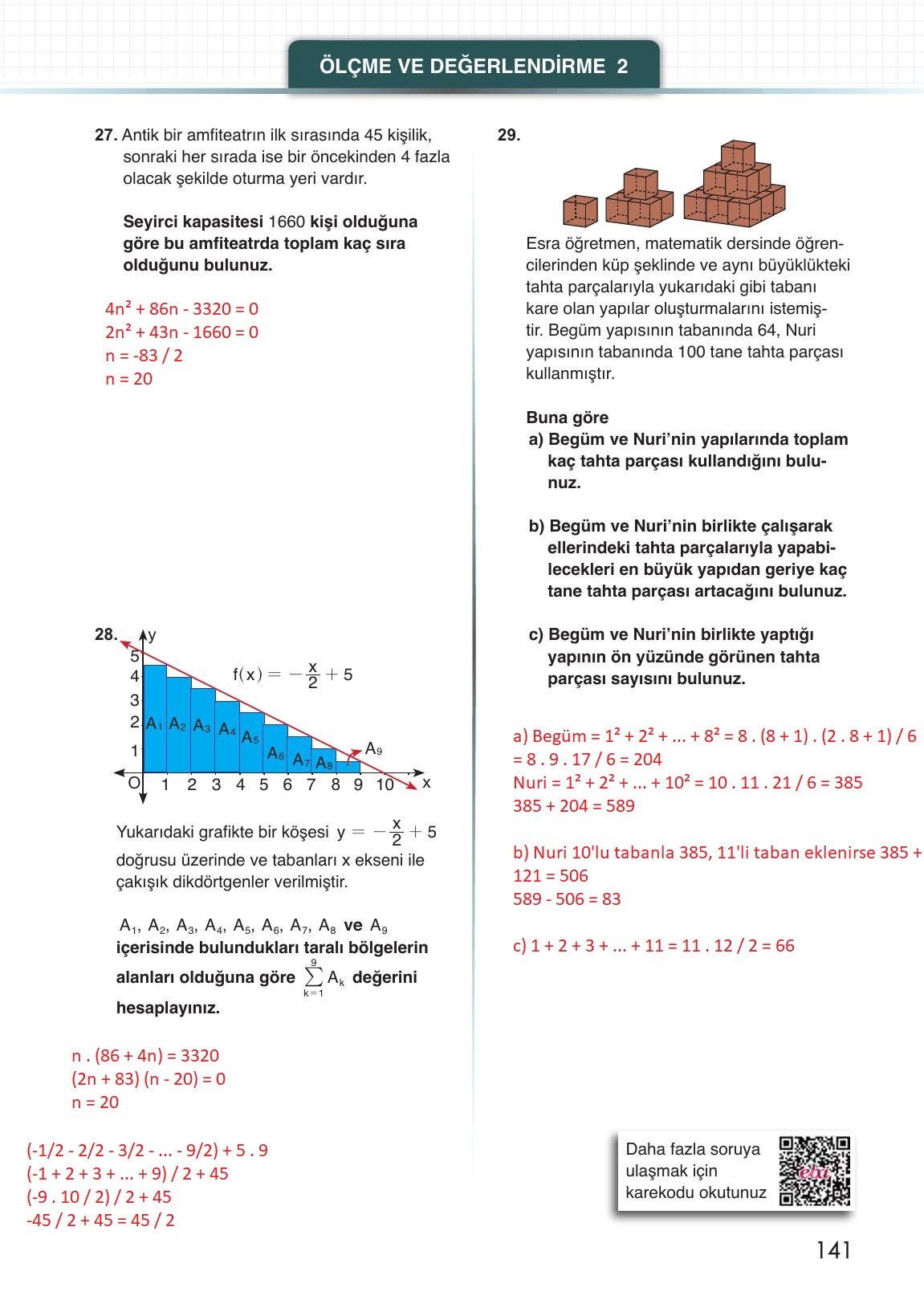 12. Sınıf Meb Yayınları Matematik Ders Kitabı Sayfa 141 Cevapları