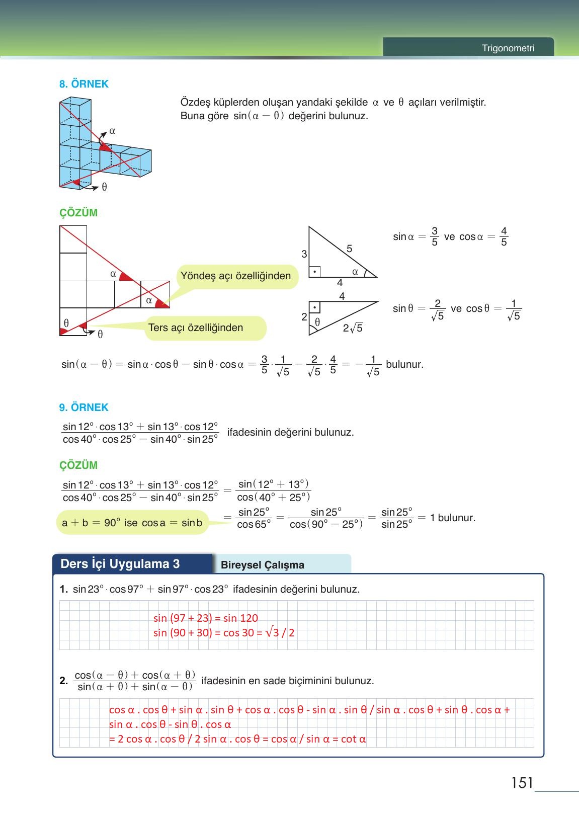 12. Sınıf Meb Yayınları Matematik Ders Kitabı Sayfa 151 Cevapları