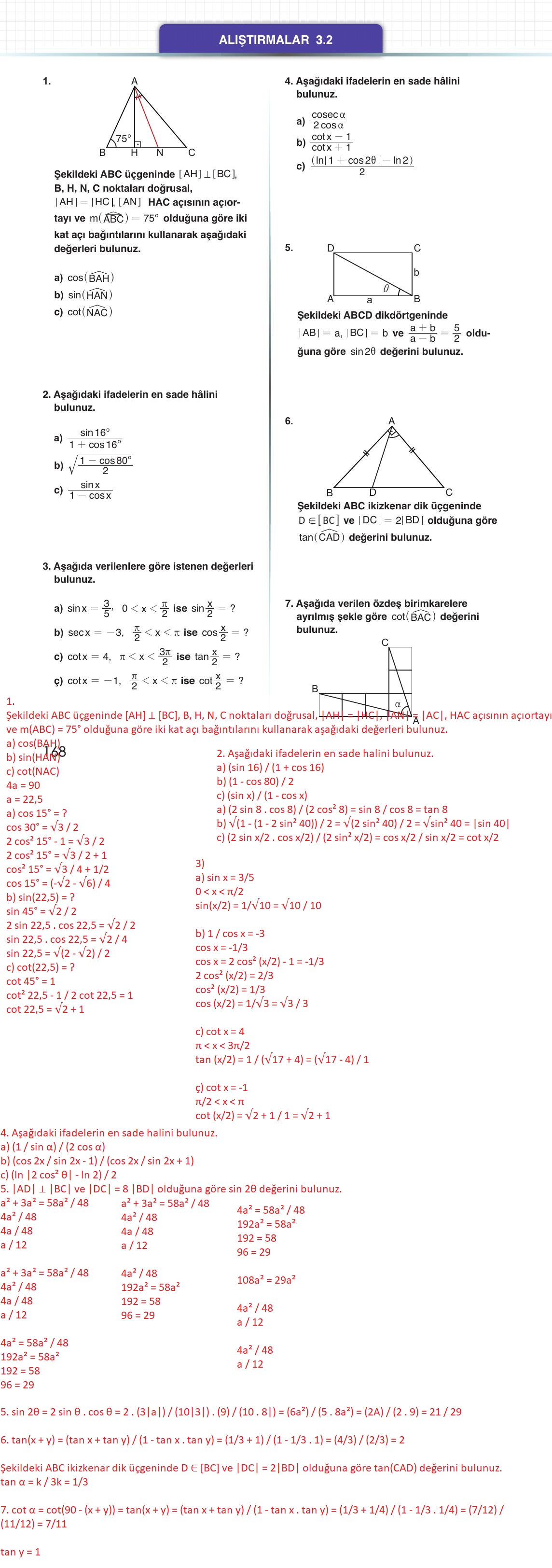 12. Sınıf Meb Yayınları Matematik Ders Kitabı Sayfa 168 Cevapları