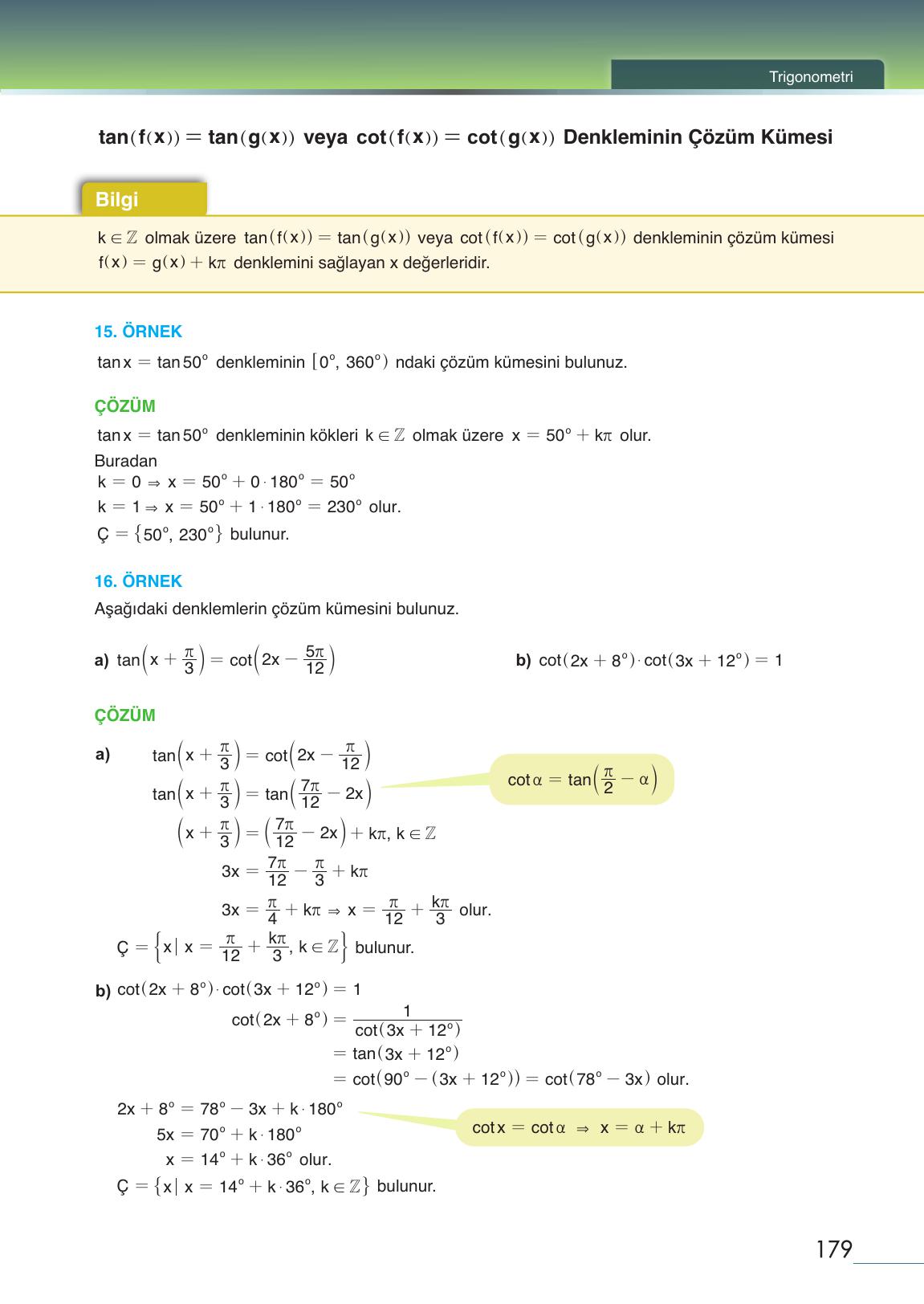 12. Sınıf Meb Yayınları Matematik Ders Kitabı Sayfa 179 Cevapları