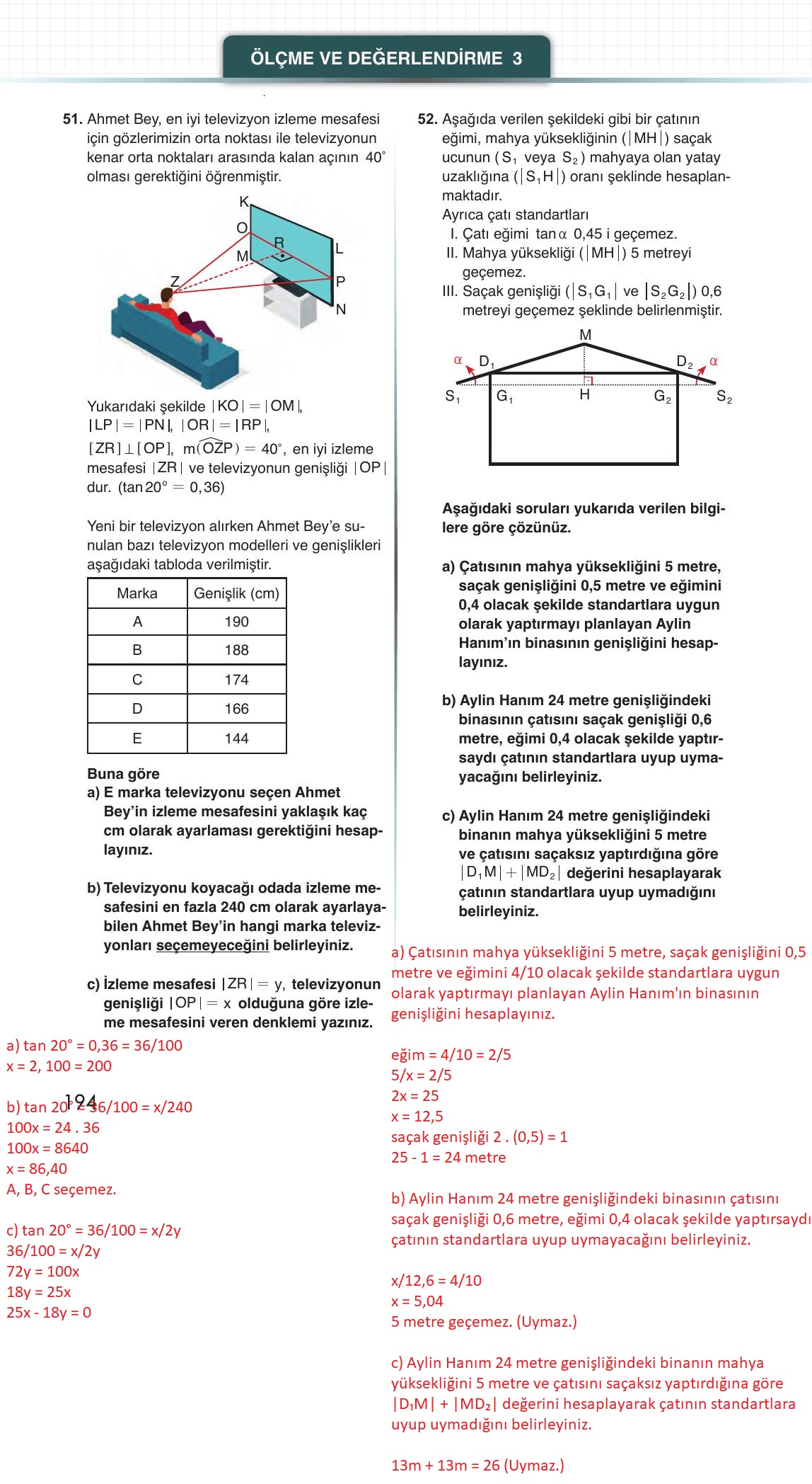 12. Sınıf Meb Yayınları Matematik Ders Kitabı Sayfa 194 Cevapları