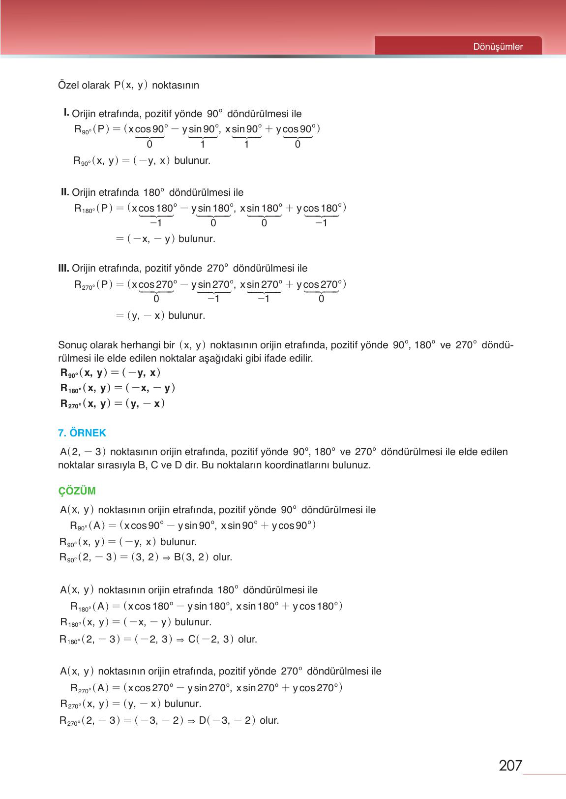 12. Sınıf Meb Yayınları Matematik Ders Kitabı Sayfa 207 Cevapları