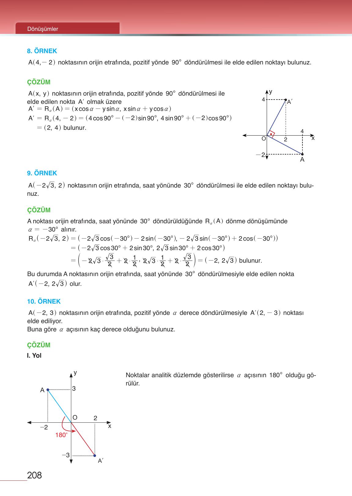 12. Sınıf Meb Yayınları Matematik Ders Kitabı Sayfa 208 Cevapları