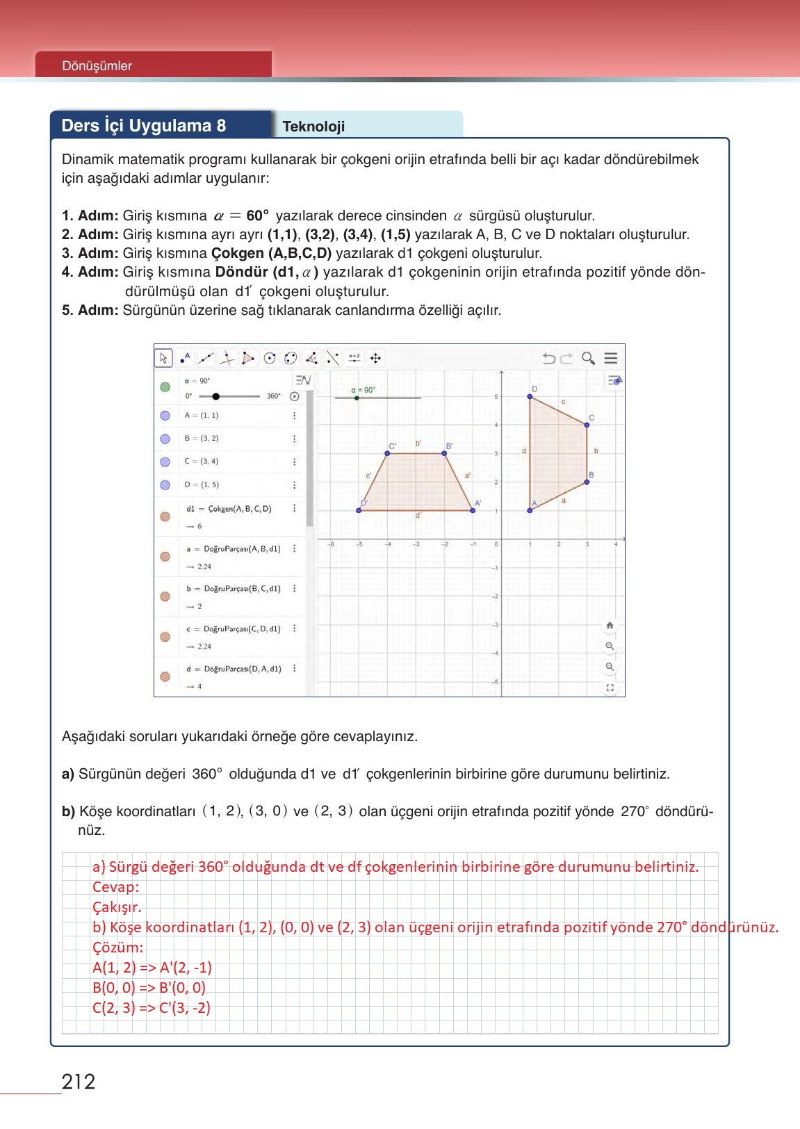 12. Sınıf Meb Yayınları Matematik Ders Kitabı Sayfa 212 Cevapları