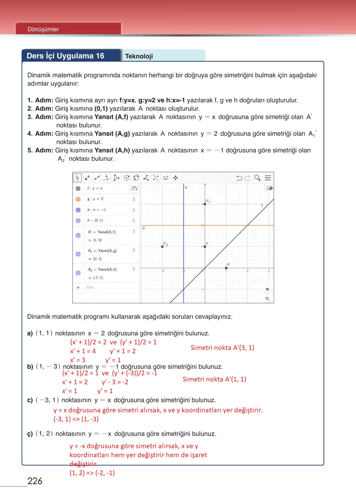 12. Sınıf Meb Yayınları Matematik Ders Kitabı Sayfa 226 Cevapları