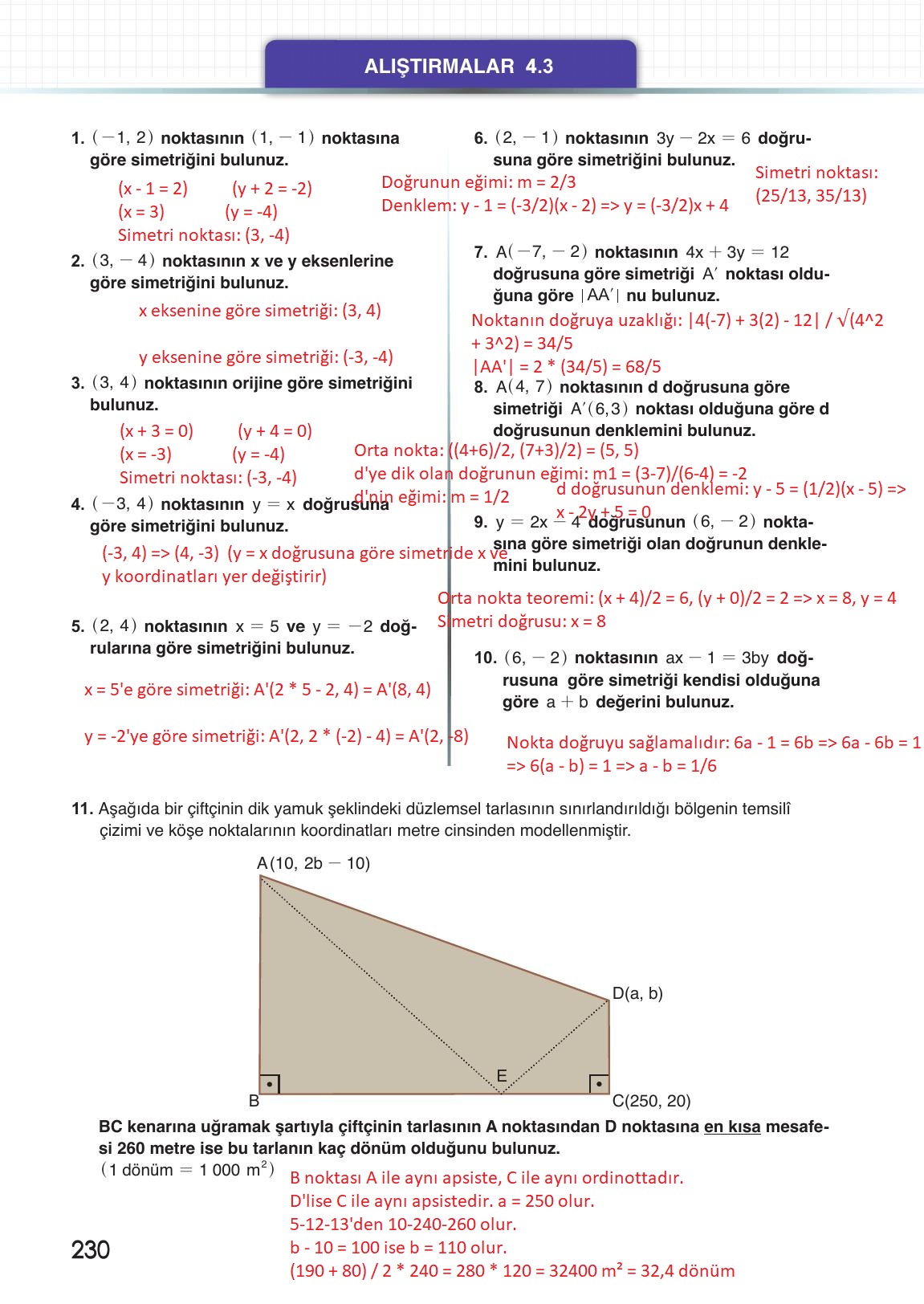 12. Sınıf Meb Yayınları Matematik Ders Kitabı Sayfa 230 Cevapları
