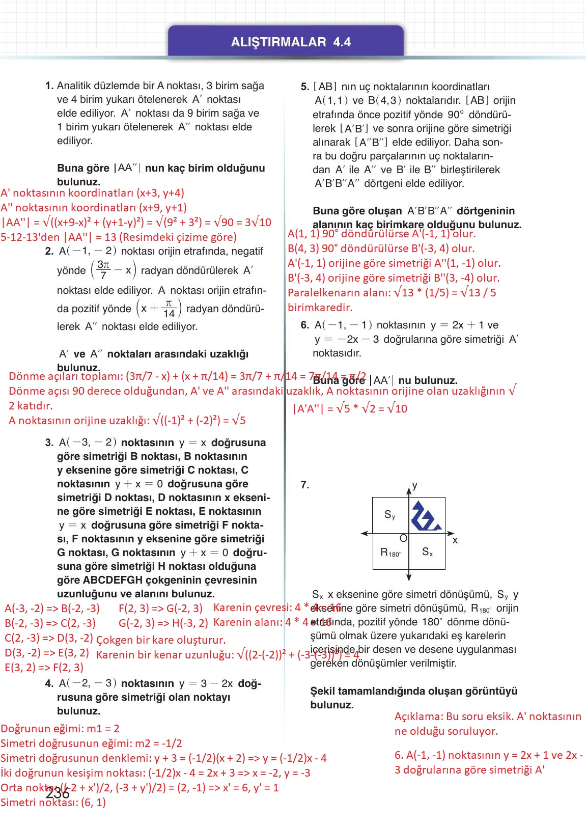 12. Sınıf Meb Yayınları Matematik Ders Kitabı Sayfa 236 Cevapları