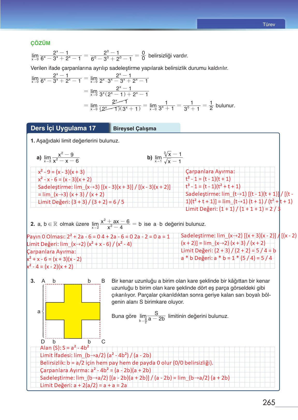 12. Sınıf Meb Yayınları Matematik Ders Kitabı Sayfa 265 Cevapları