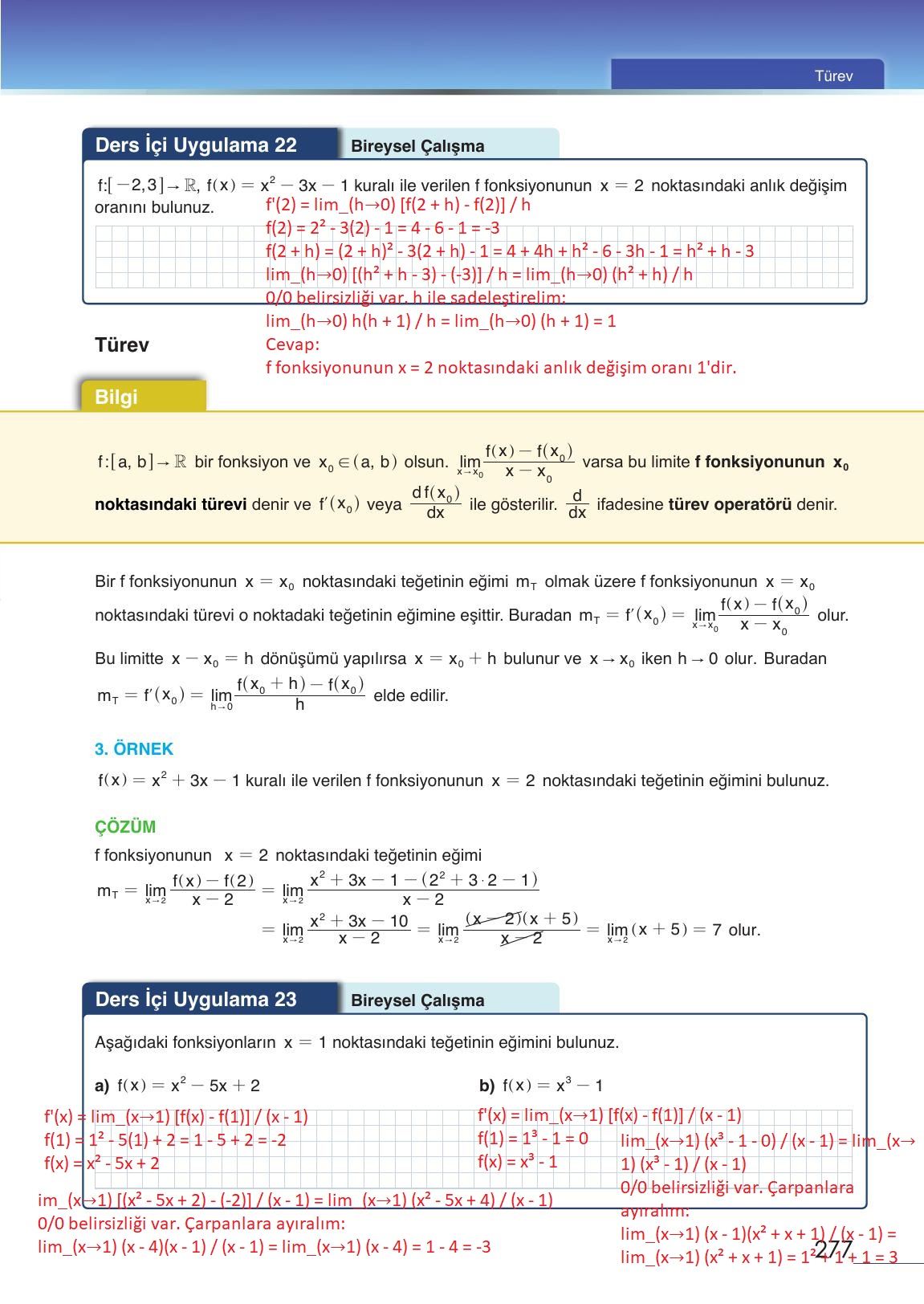 12. Sınıf Meb Yayınları Matematik Ders Kitabı Sayfa 277 Cevapları