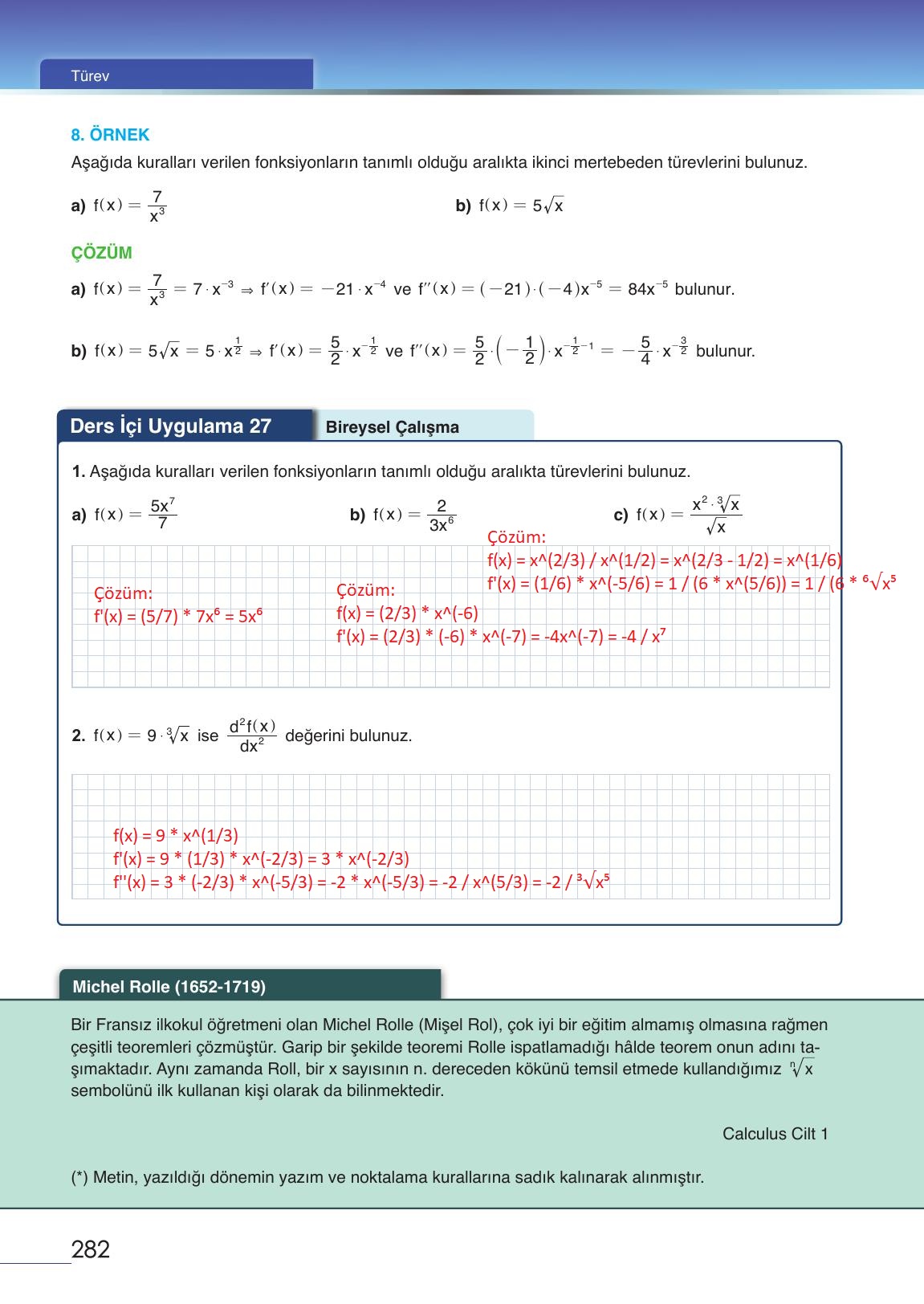 12. Sınıf Meb Yayınları Matematik Ders Kitabı Sayfa 282 Cevapları
