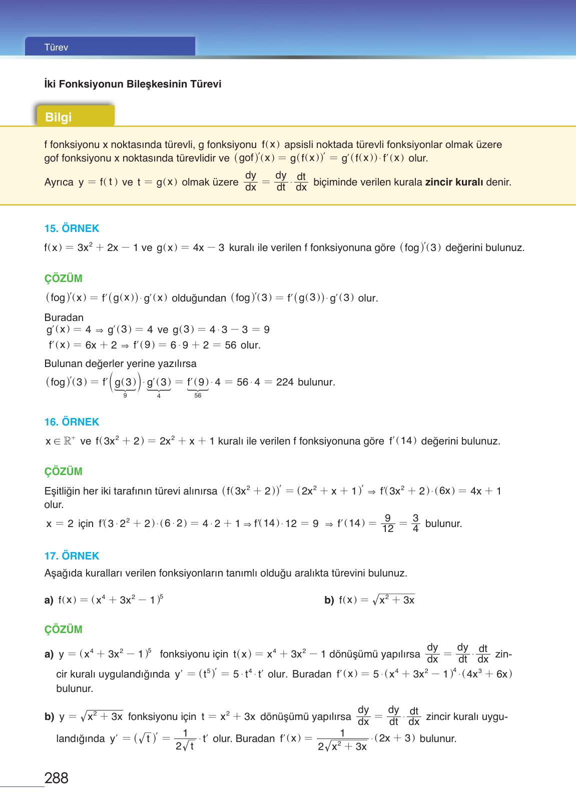 12. Sınıf Meb Yayınları Matematik Ders Kitabı Sayfa 288 Cevapları