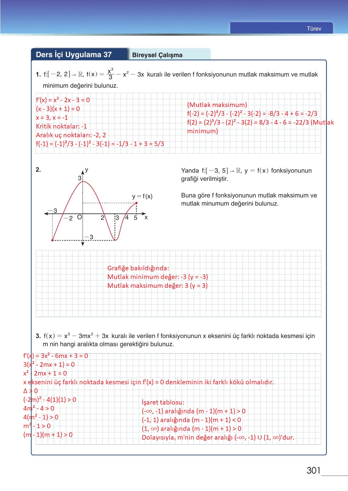 12. Sınıf Meb Yayınları Matematik Ders Kitabı Sayfa 301 Cevapları
