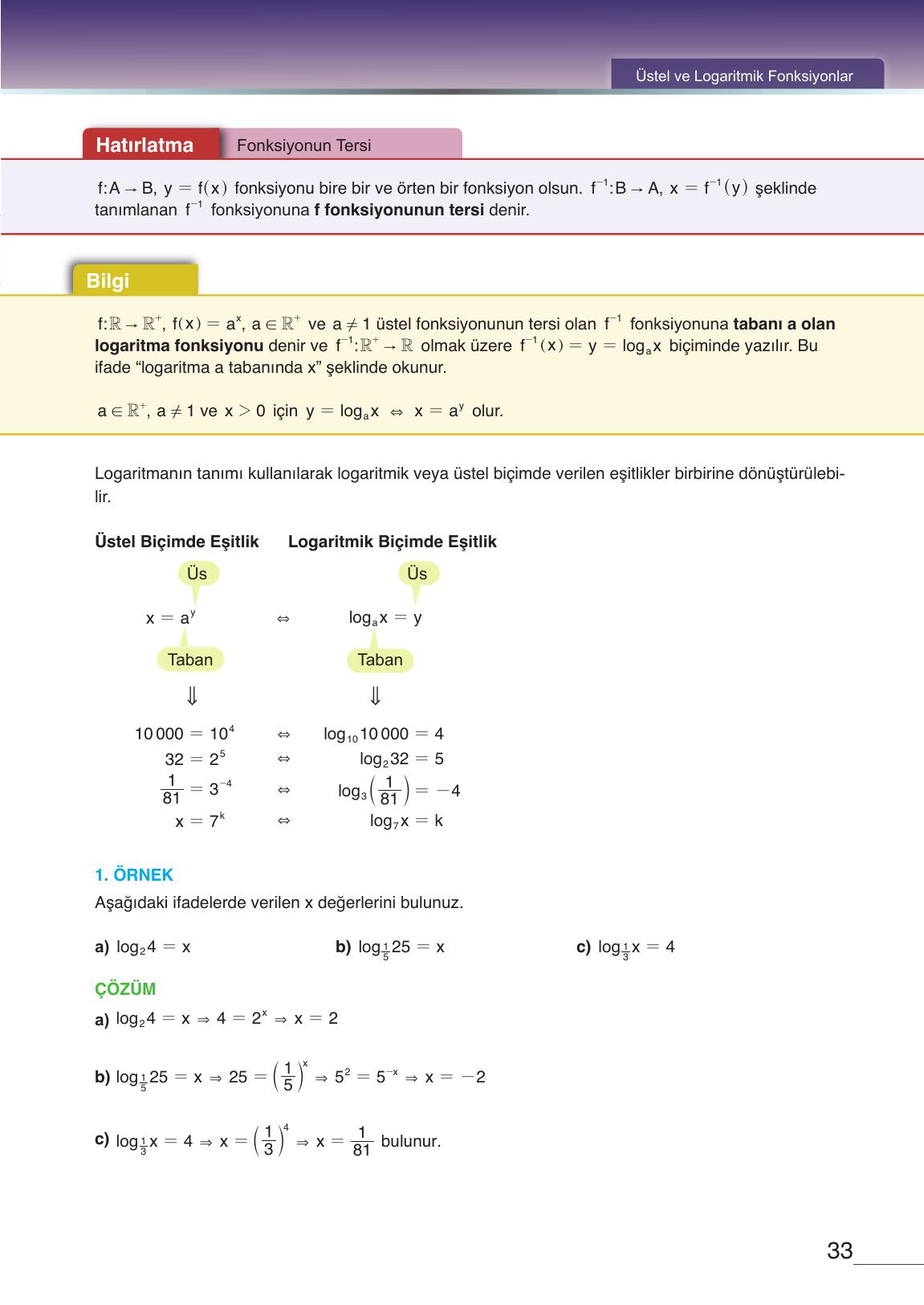 12. Sınıf Meb Yayınları Matematik Ders Kitabı Sayfa 33 Cevapları 12. Sınıf Meb Yayınları Matematik Ders Kitabı Sayfa 33 Cevapları