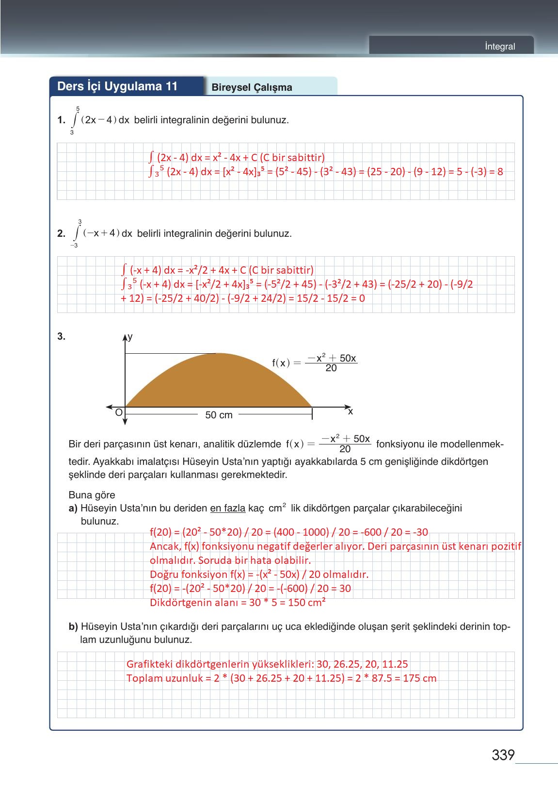 12. Sınıf Meb Yayınları Matematik Ders Kitabı Sayfa 339 Cevapları