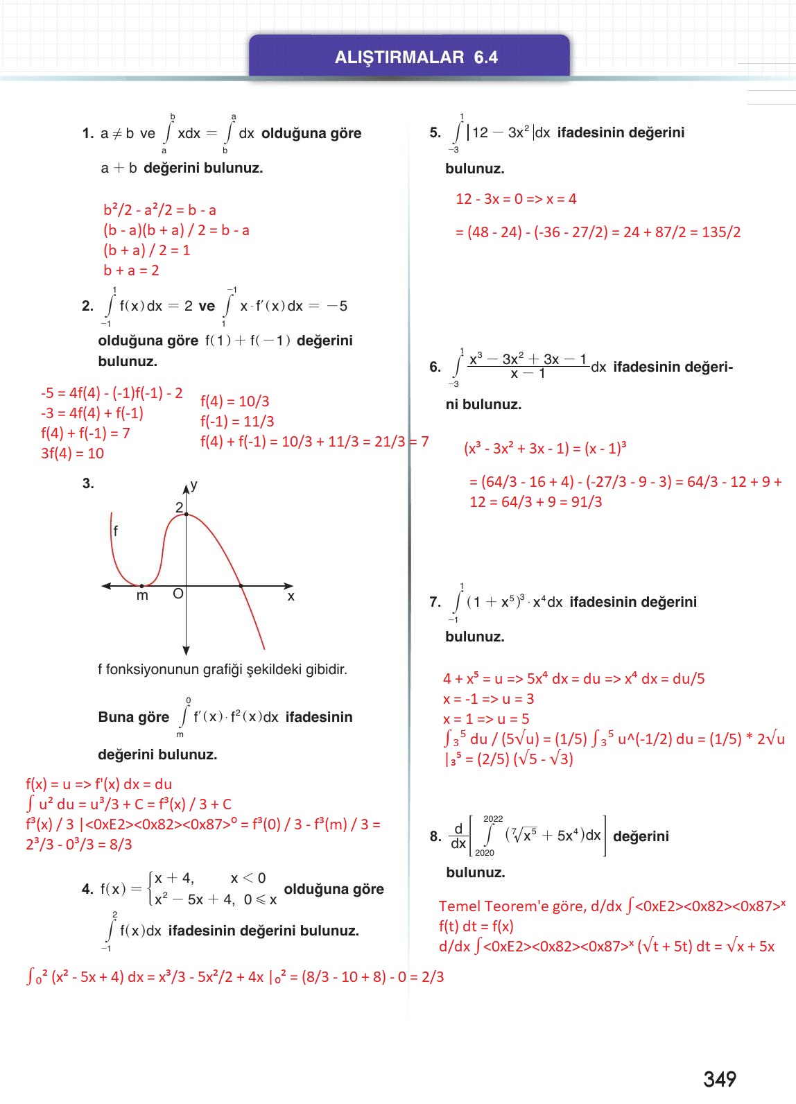 12. Sınıf Meb Yayınları Matematik Ders Kitabı Sayfa 349 Cevapları