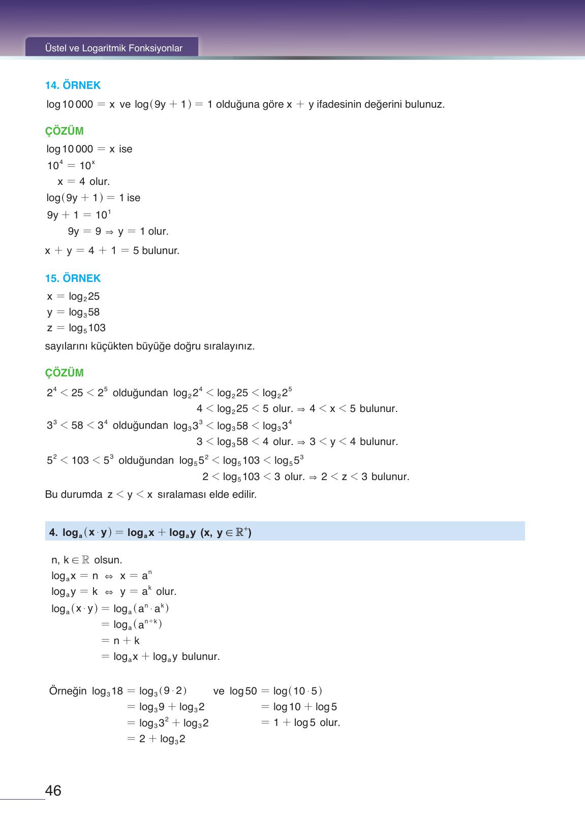 12. Sınıf Meb Yayınları Matematik Ders Kitabı Sayfa 46 Cevapları 12. Sınıf Meb Yayınları Matematik Ders Kitabı Sayfa 46 Cevapları