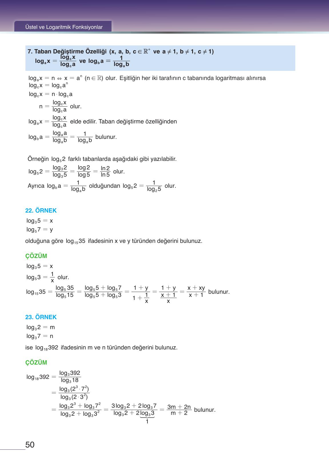 12. Sınıf Meb Yayınları Matematik Ders Kitabı Sayfa 50 Cevapları