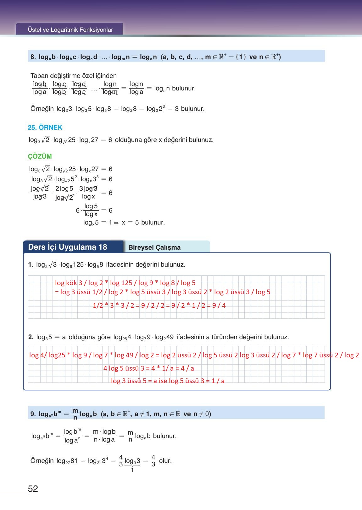 12. Sınıf Meb Yayınları Matematik Ders Kitabı Sayfa 52 Cevapları