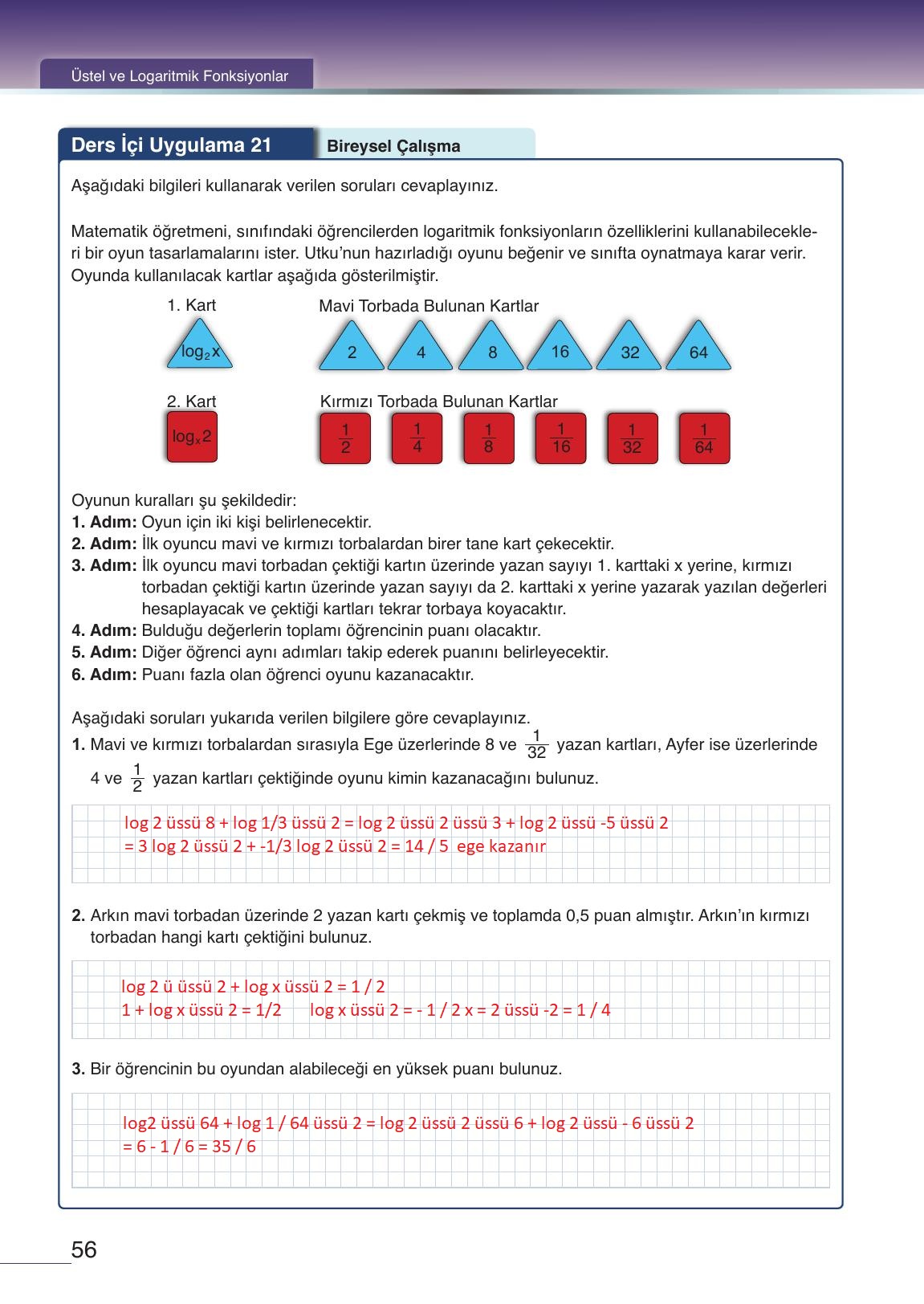 12. Sınıf Meb Yayınları Matematik Ders Kitabı Sayfa 56 Cevapları