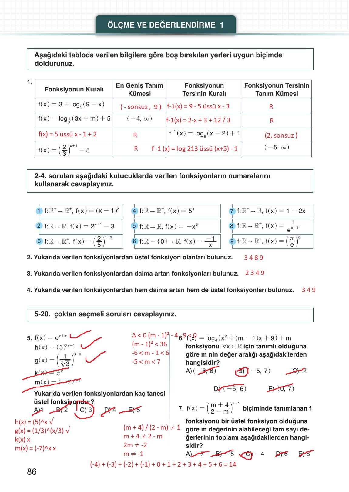 12. Sınıf Meb Yayınları Matematik Ders Kitabı Sayfa 86 Cevapları