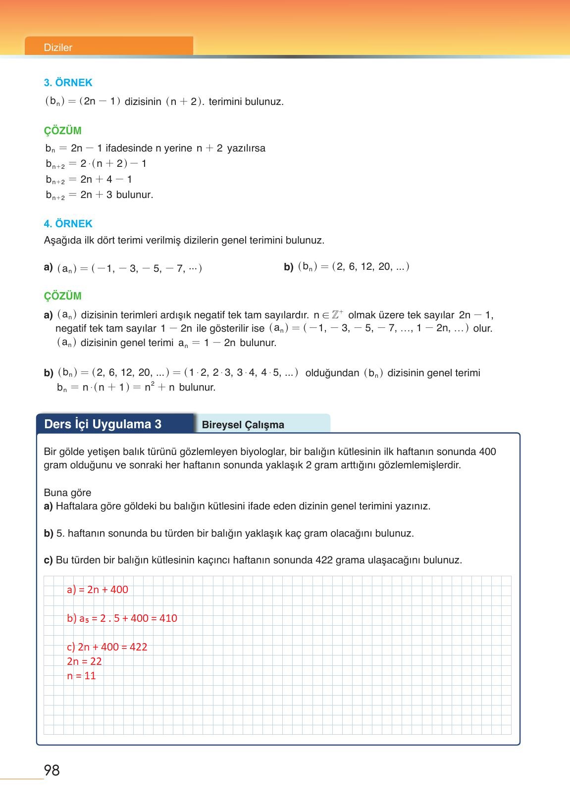 12. Sınıf Meb Yayınları Matematik Ders Kitabı Sayfa 98 Cevapları