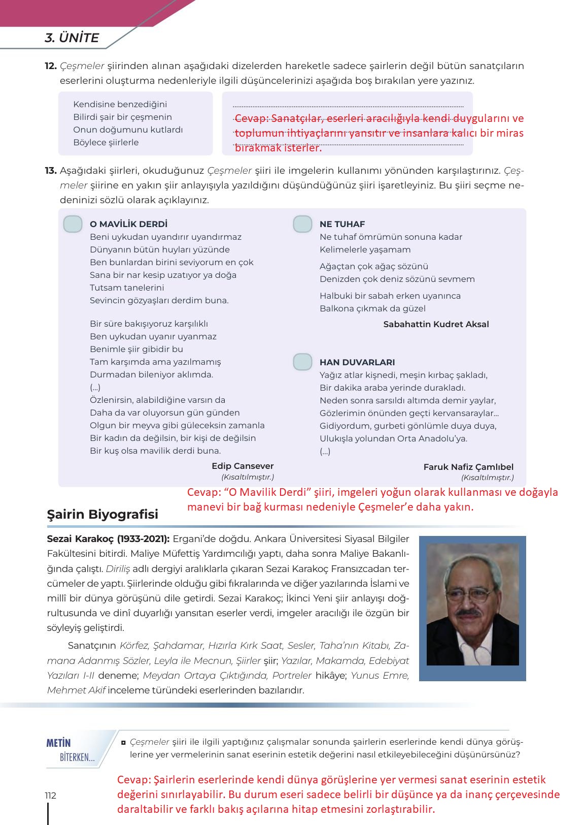 12. Sınıf Meb Yayınları Türk Dili Ve Edebiyatı Ders Kitabı Sayfa 112 Cevapları 12. Sınıf Meb Yayınları Türk Dili Ve Edebiyatı Ders Kitabı Sayfa 112 Cevapları
