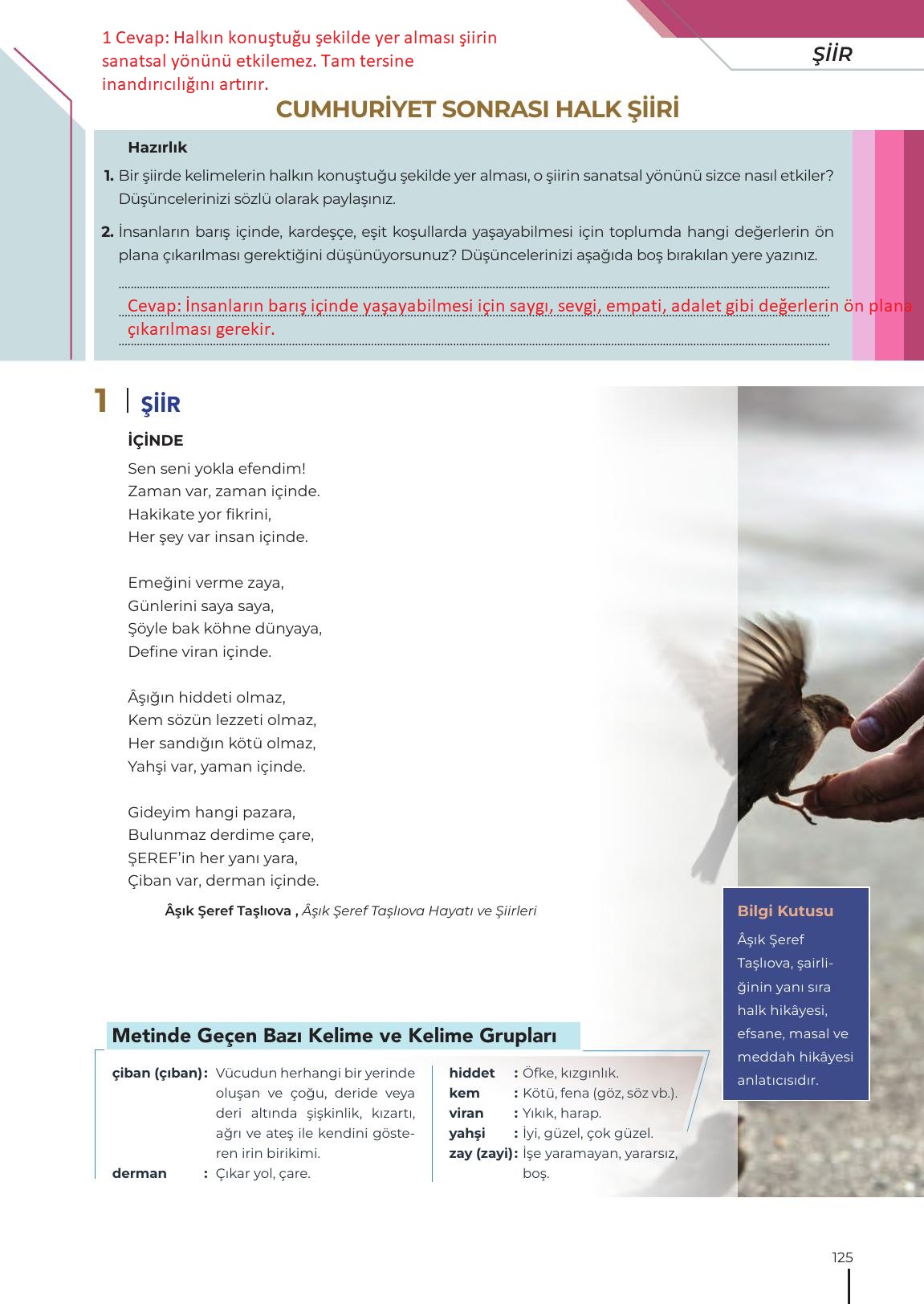 12. Sınıf Meb Yayınları Türk Dili Ve Edebiyatı Ders Kitabı Sayfa 125 Cevapları