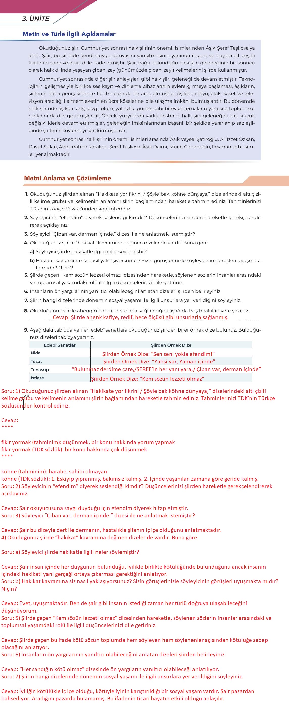 12. Sınıf Meb Yayınları Türk Dili Ve Edebiyatı Ders Kitabı Sayfa 126 Cevapları 12. Sınıf Meb Yayınları Türk Dili Ve Edebiyatı Ders Kitabı Sayfa 126 Cevapları