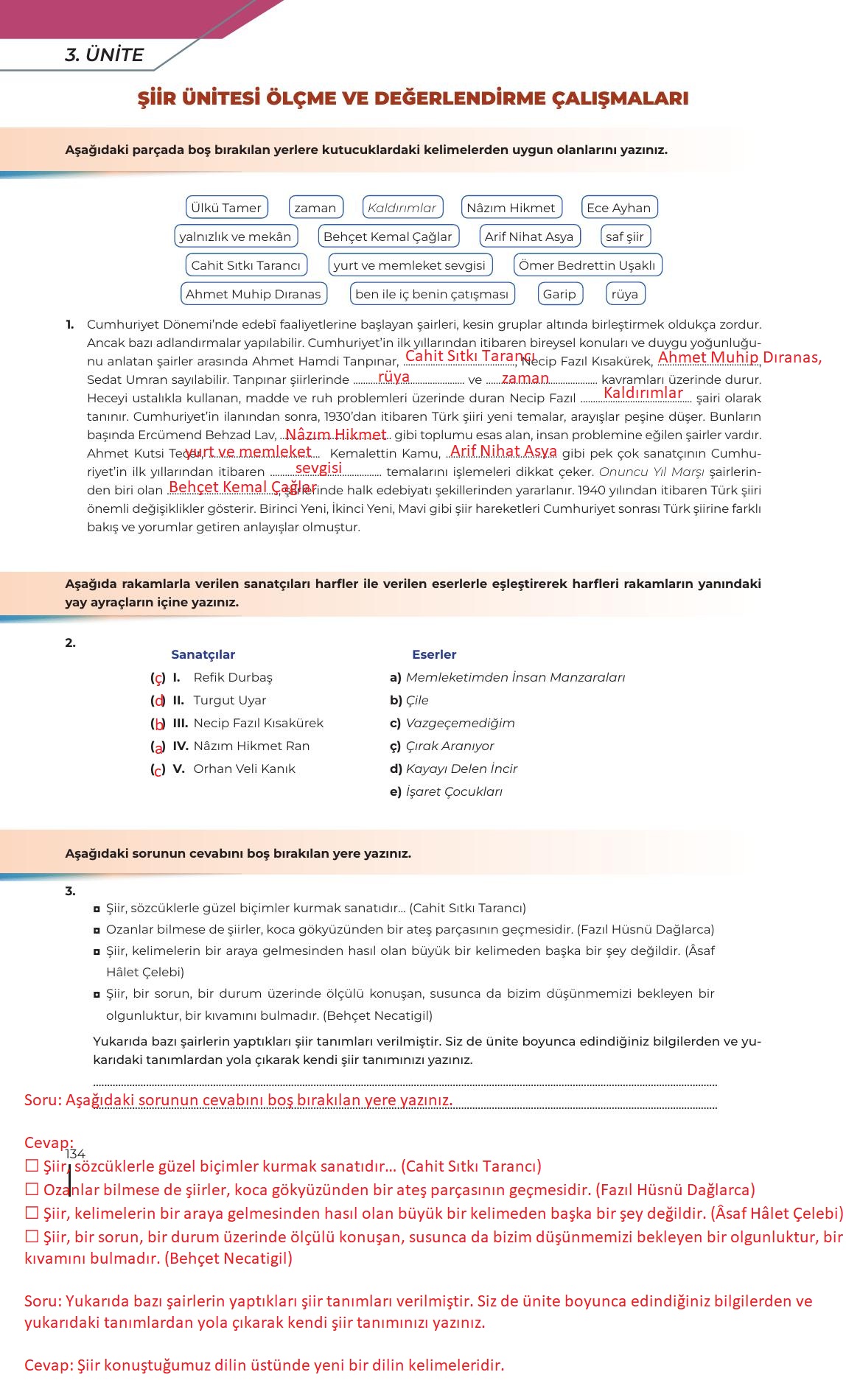 12. Sınıf Meb Yayınları Türk Dili Ve Edebiyatı Ders Kitabı Sayfa 134 Cevapları 12. Sınıf Meb Yayınları Türk Dili Ve Edebiyatı Ders Kitabı Sayfa 134 Cevapları