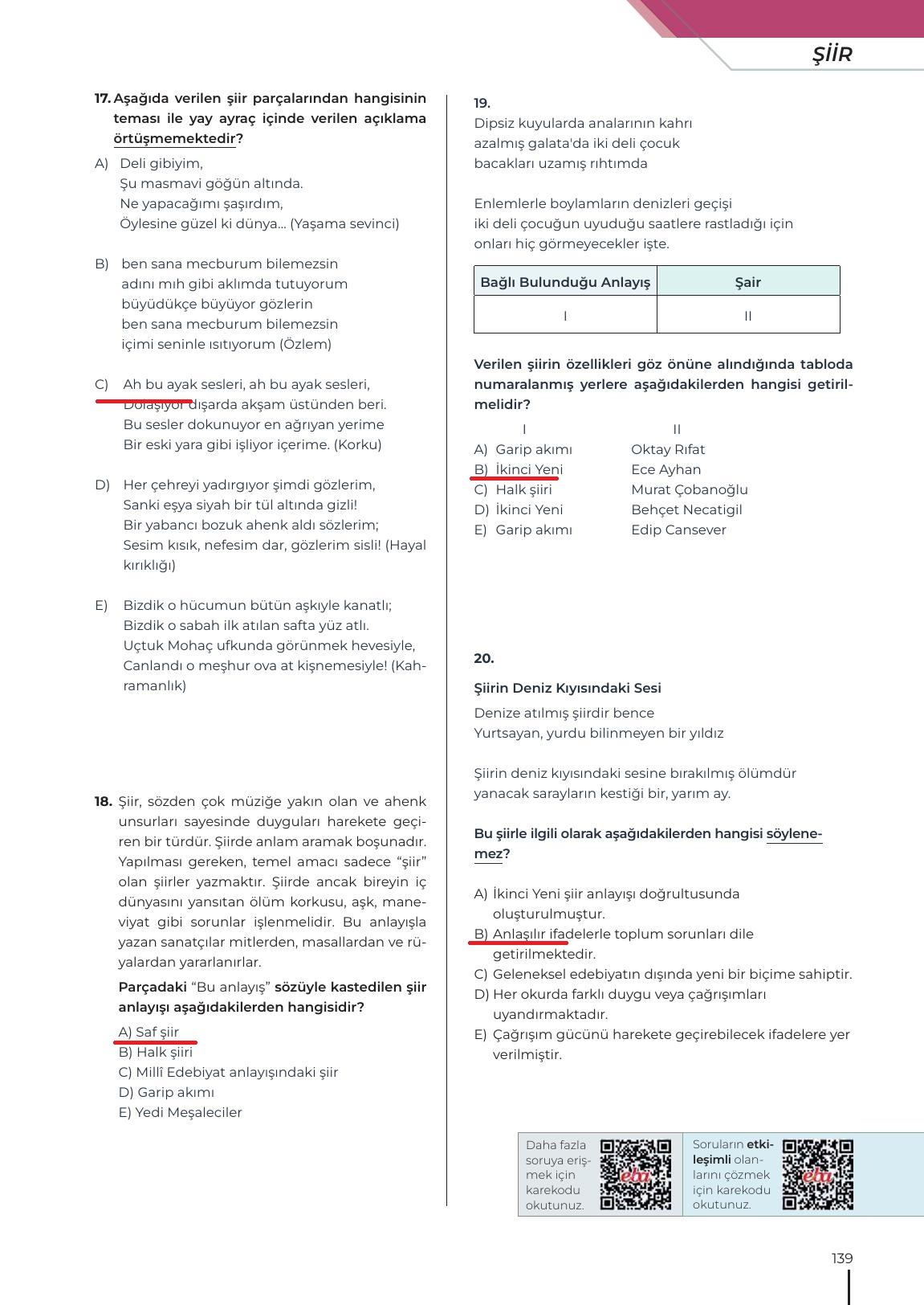12. Sınıf Meb Yayınları Türk Dili Ve Edebiyatı Ders Kitabı Sayfa 139 Cevapları