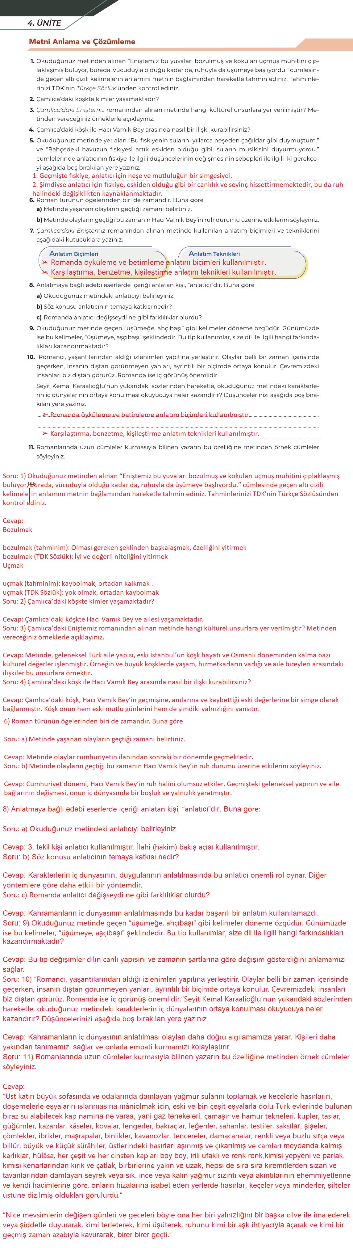 12. Sınıf Meb Yayınları Türk Dili Ve Edebiyatı Ders Kitabı Sayfa 146 Cevapları
