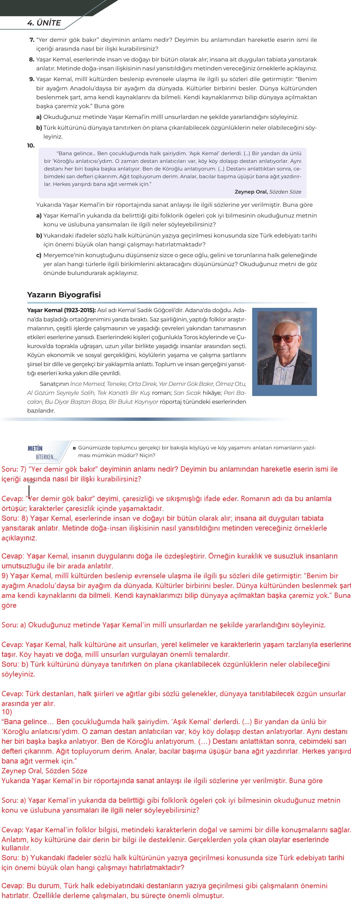 12. Sınıf Meb Yayınları Türk Dili Ve Edebiyatı Ders Kitabı Sayfa 152 Cevapları