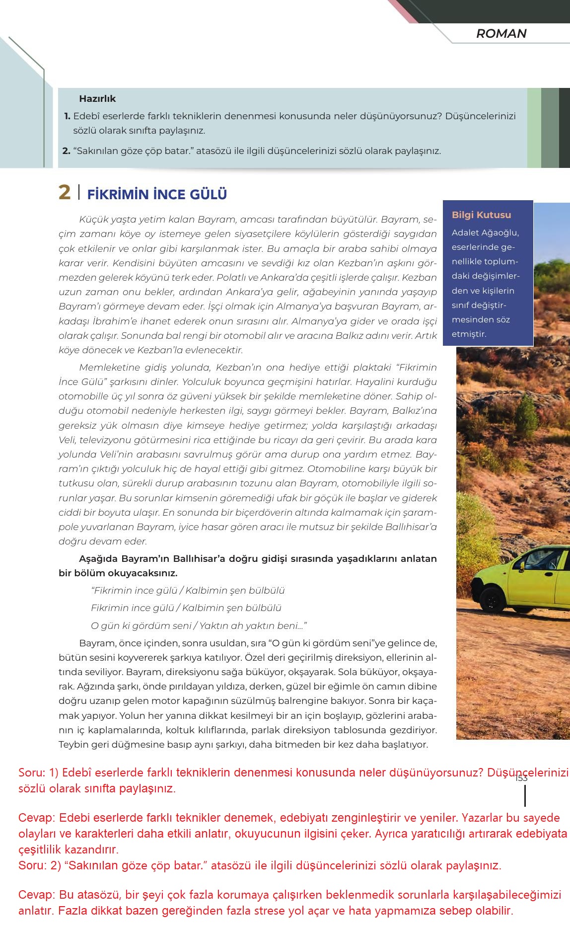 12. Sınıf Meb Yayınları Türk Dili Ve Edebiyatı Ders Kitabı Sayfa 153 Cevapları