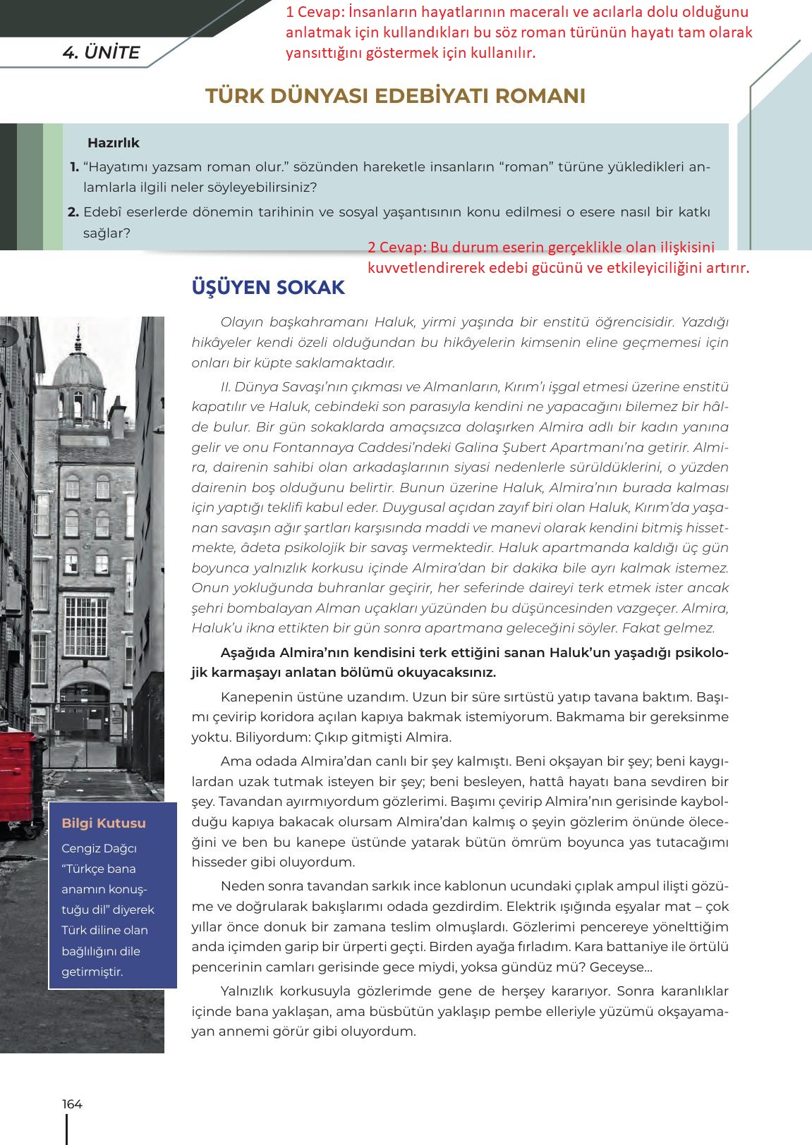 12. Sınıf Meb Yayınları Türk Dili Ve Edebiyatı Ders Kitabı Sayfa 164 Cevapları