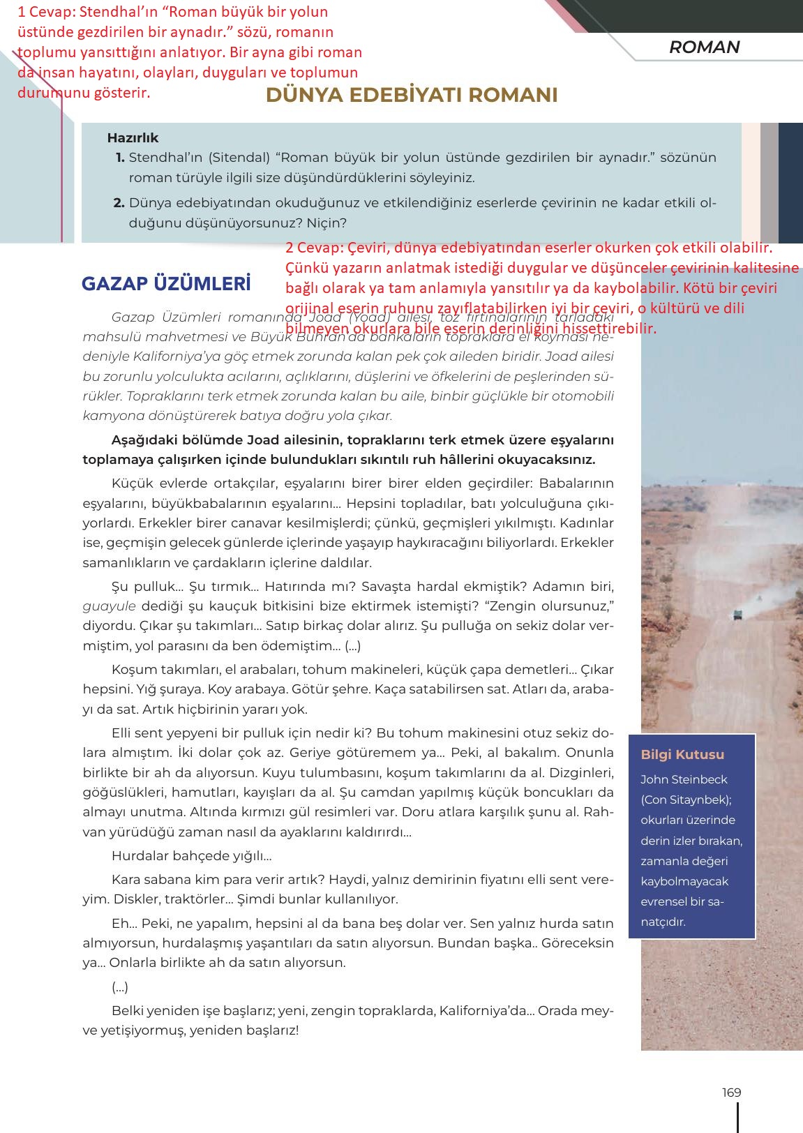 12. Sınıf Meb Yayınları Türk Dili Ve Edebiyatı Ders Kitabı Sayfa 169 Cevapları