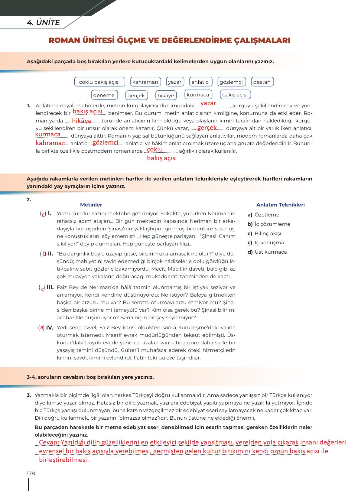 12. Sınıf Meb Yayınları Türk Dili Ve Edebiyatı Ders Kitabı Sayfa 178 Cevapları 12. Sınıf Meb Yayınları Türk Dili Ve Edebiyatı Ders Kitabı Sayfa 178 Cevapları